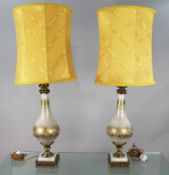 Pair of Venetian Brass Mounted Jewelled Glass Table Lamps