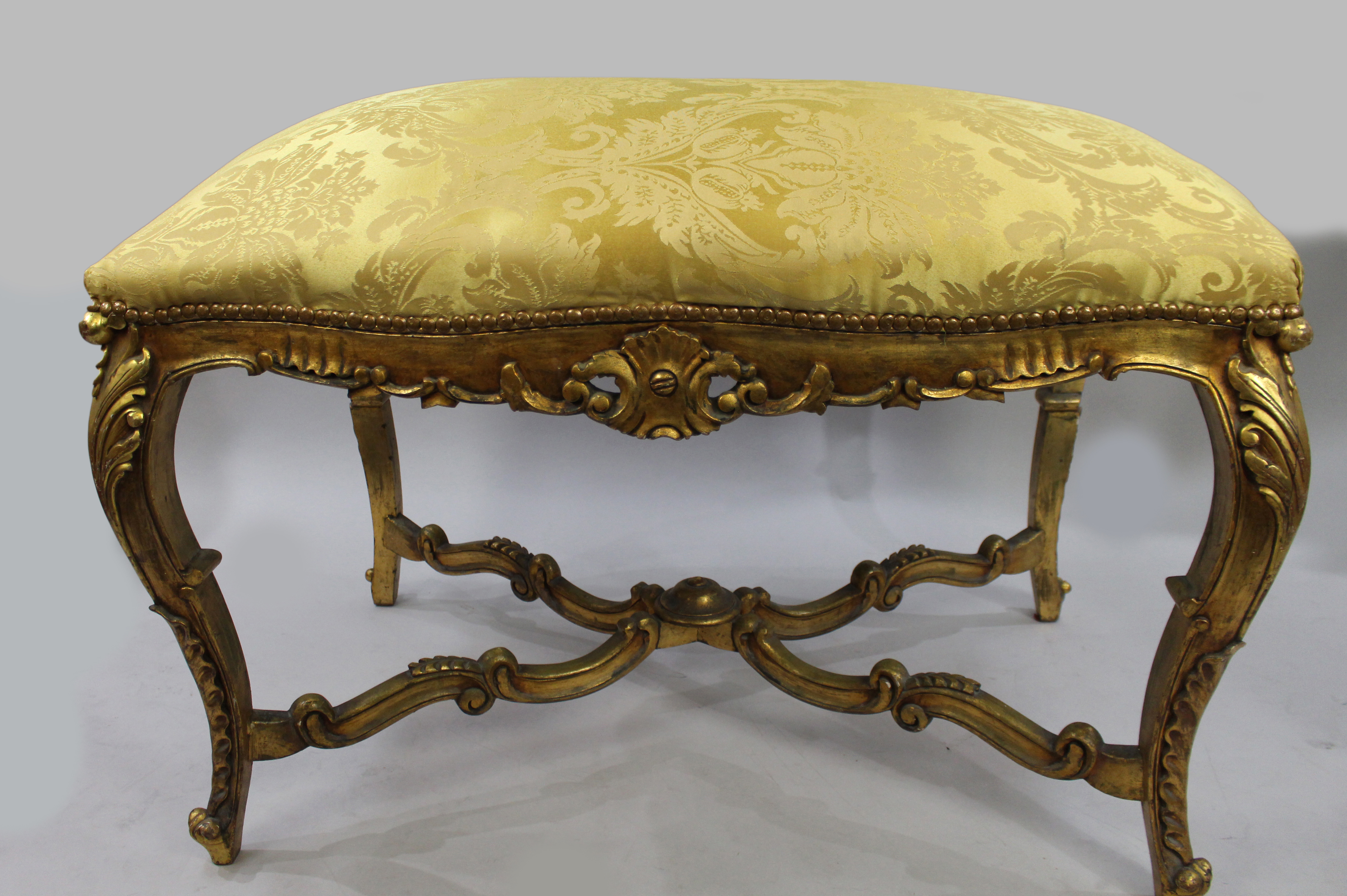 Louis XV Style Giltwood Upholstered Window Seat - Image 4 of 8