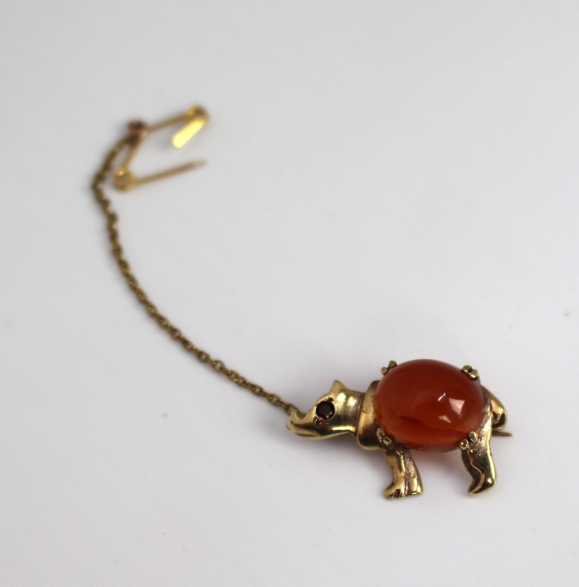 Gold Rhino Form Brooch with Carnelian & Ruby Eyes - Image 2 of 4