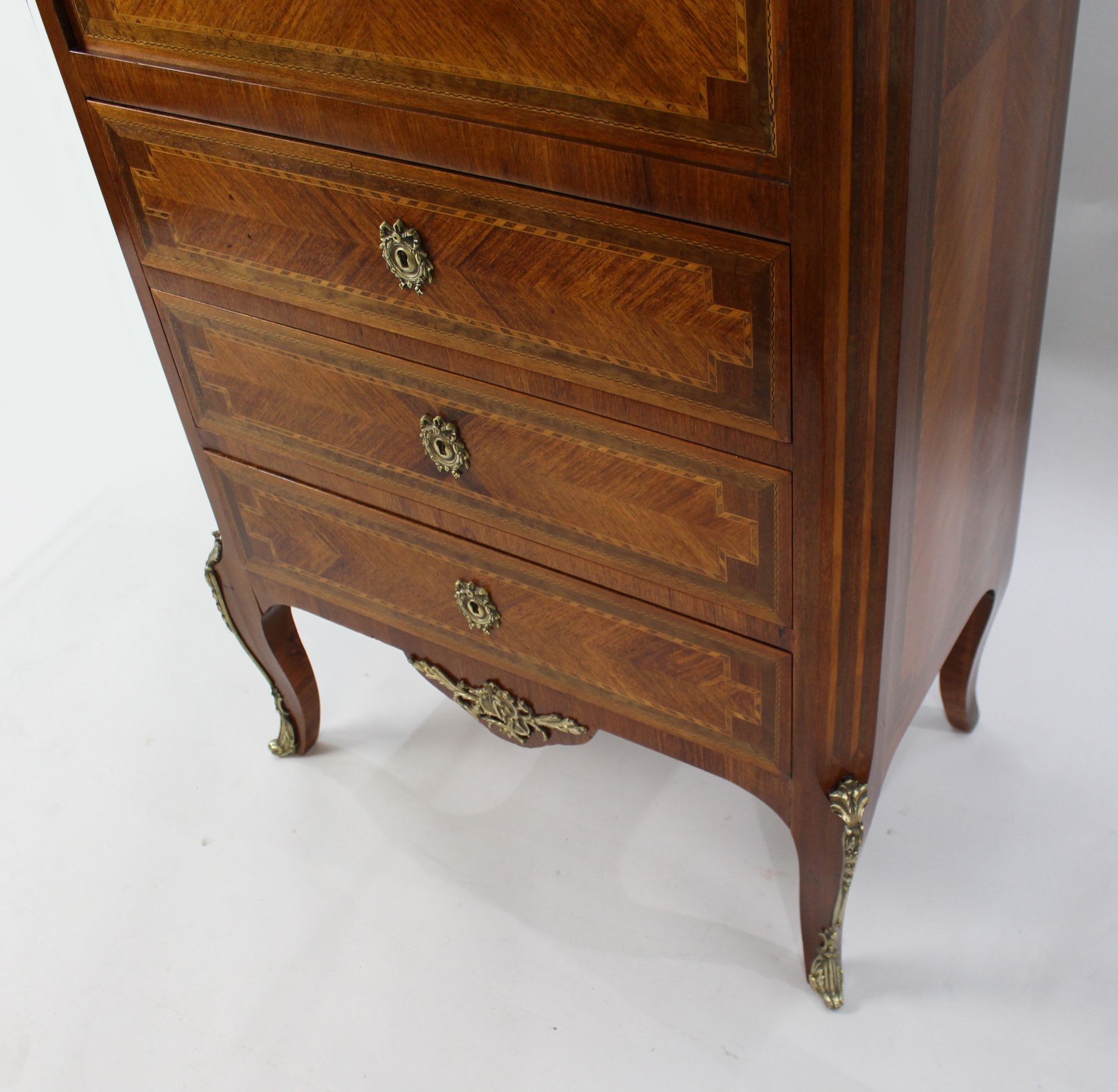 19th c. French Marble Topped Inlaid Escritoire - Image 5 of 7