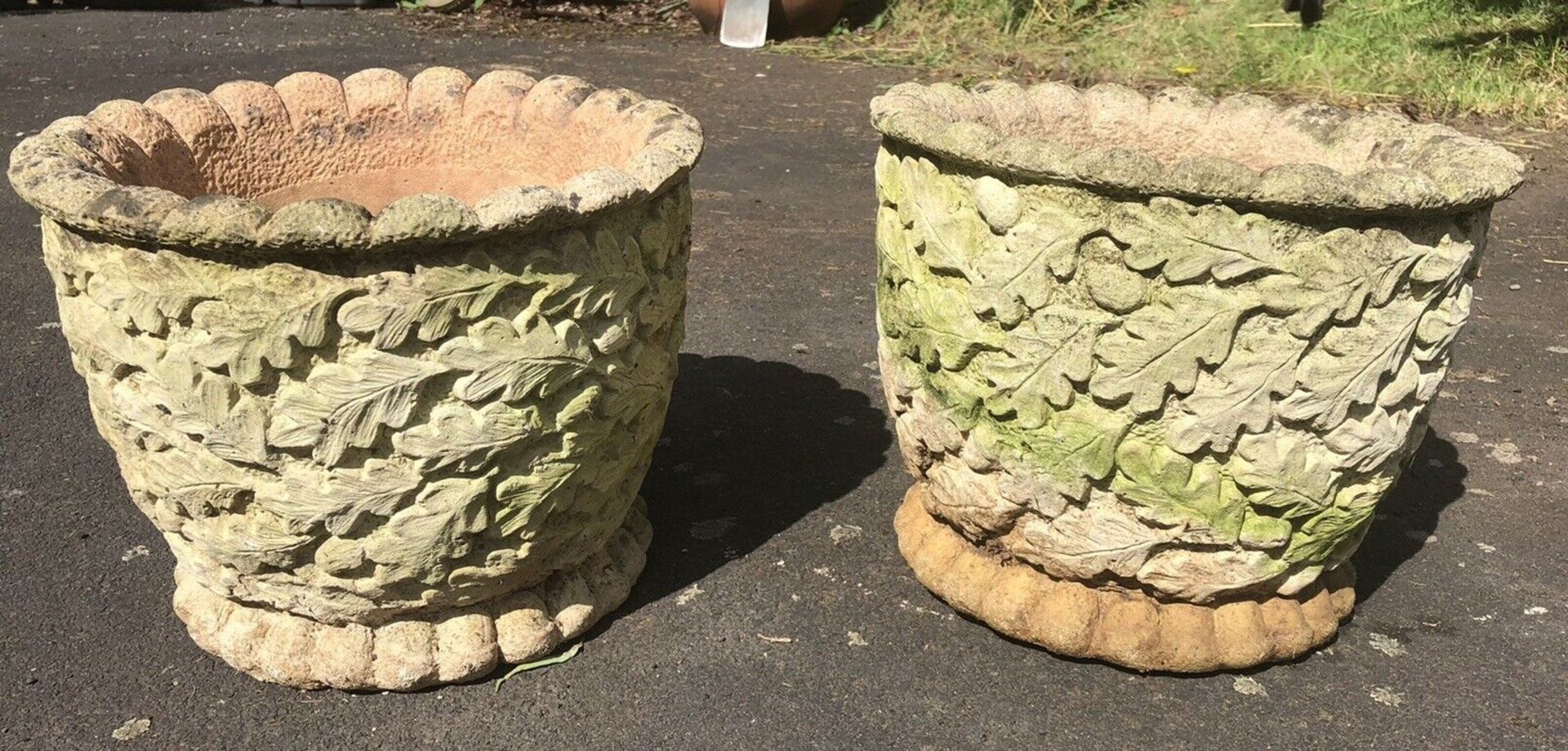 Pair Of Vintage Decorative Stone Planters