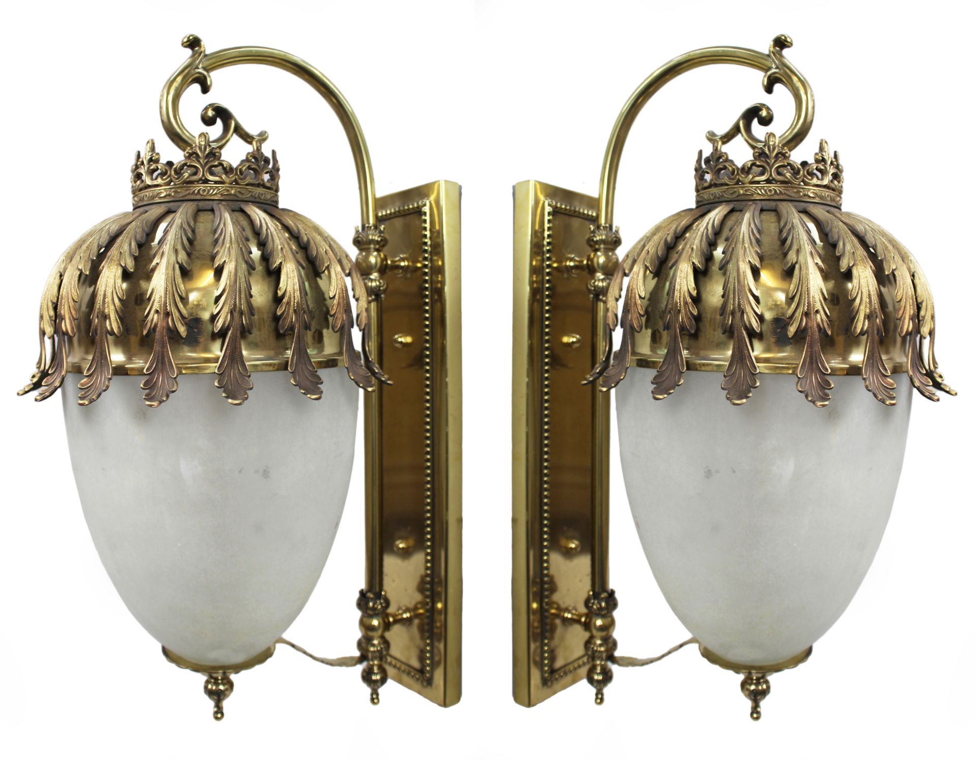 Pair of Fine Impressive Antique Brass Lanterns