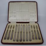 Cased 6 Place Solid Silver Dessert Service Sheffield 1914