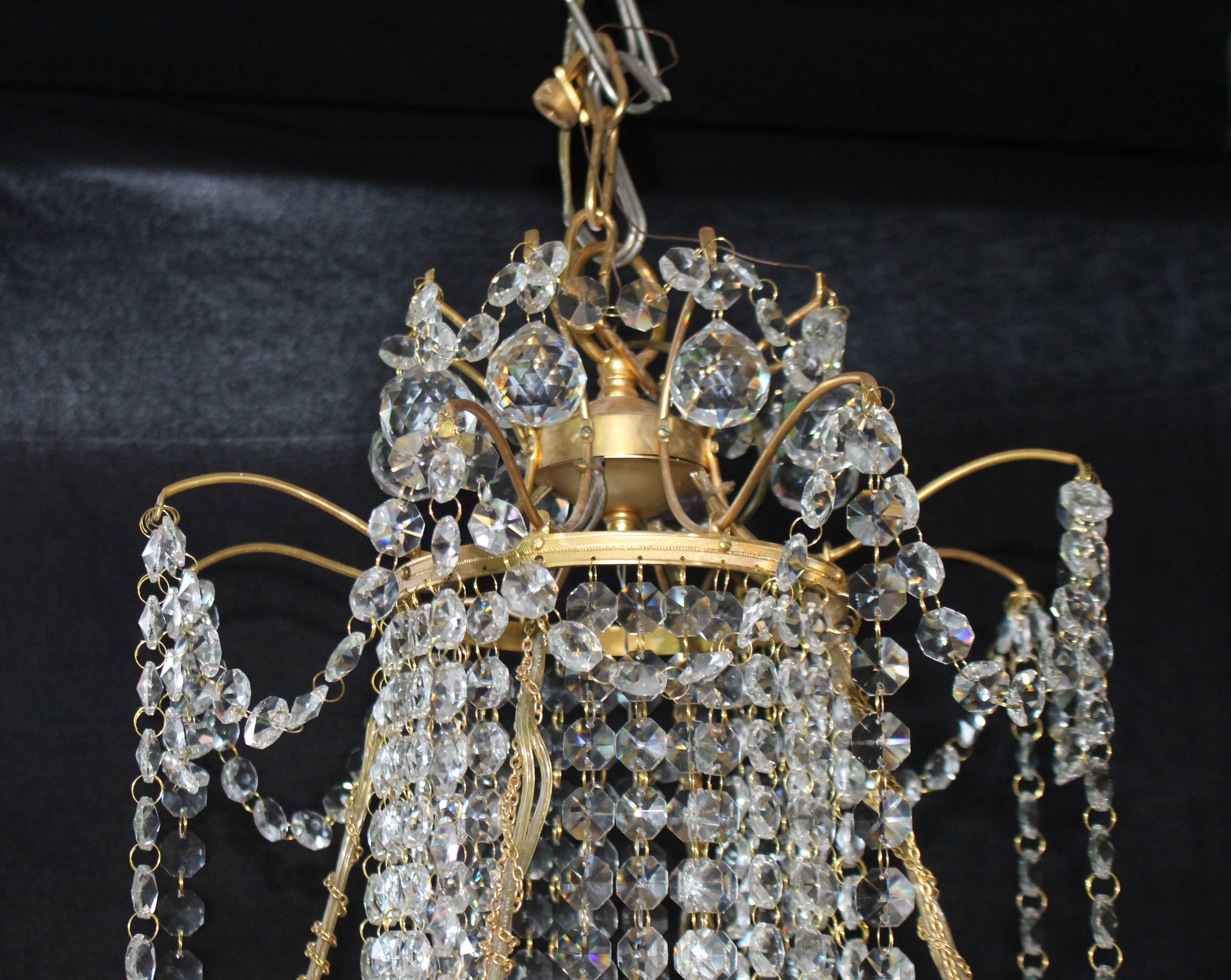 Designer Profusely Dressed Crystal Gilt Metal Chandelier - Image 3 of 7