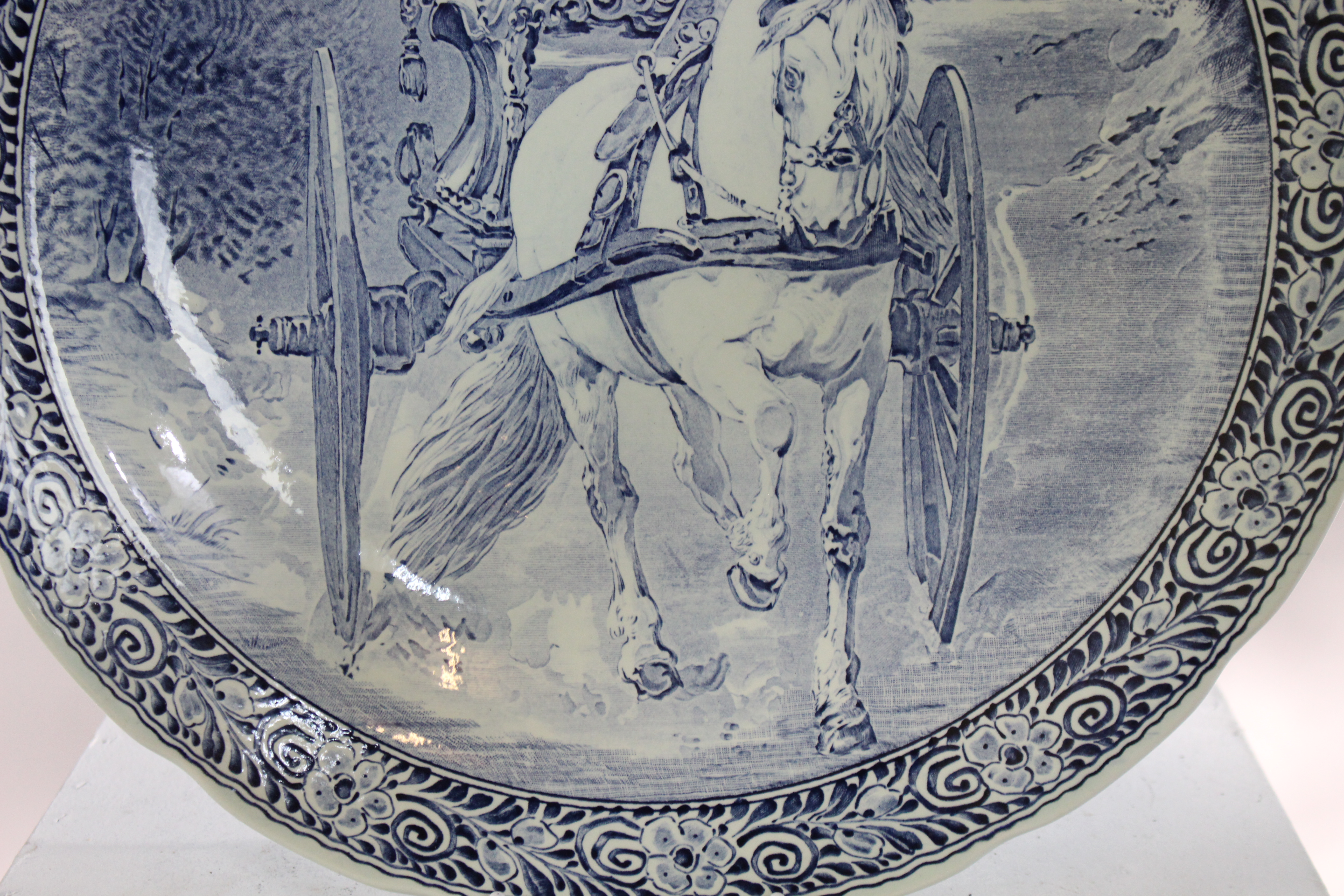 Large 20th c. Boch Delfts Blue & White Charger - Image 3 of 5