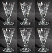 Set of 6 Vintage Waterford Cut Crystal Knopped Sherry Glasses