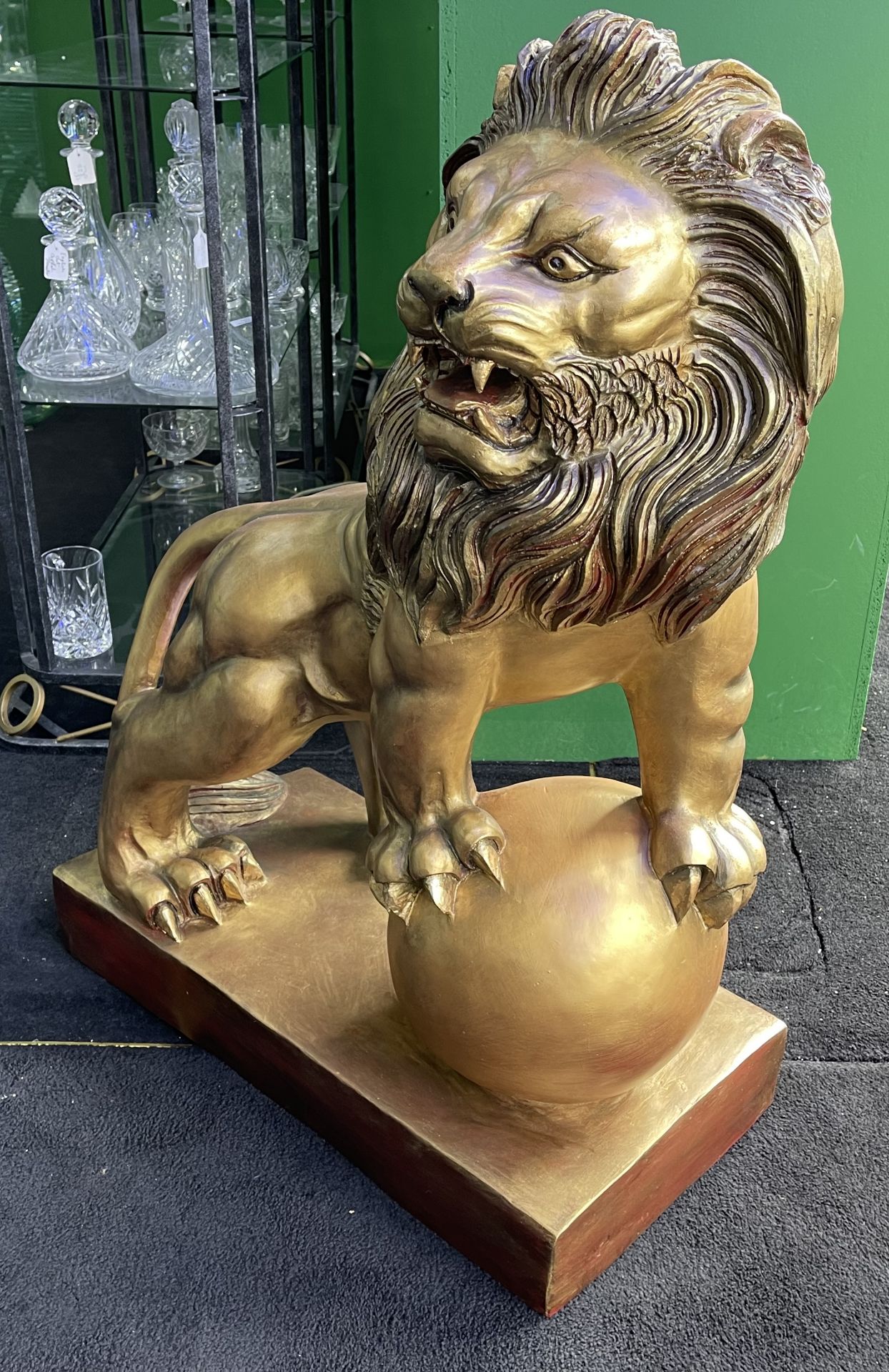 Hand Painted Composite Sculpture of Roaring Lion - Image 2 of 5