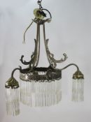 French Silver Metal & Crystal Chandelier
