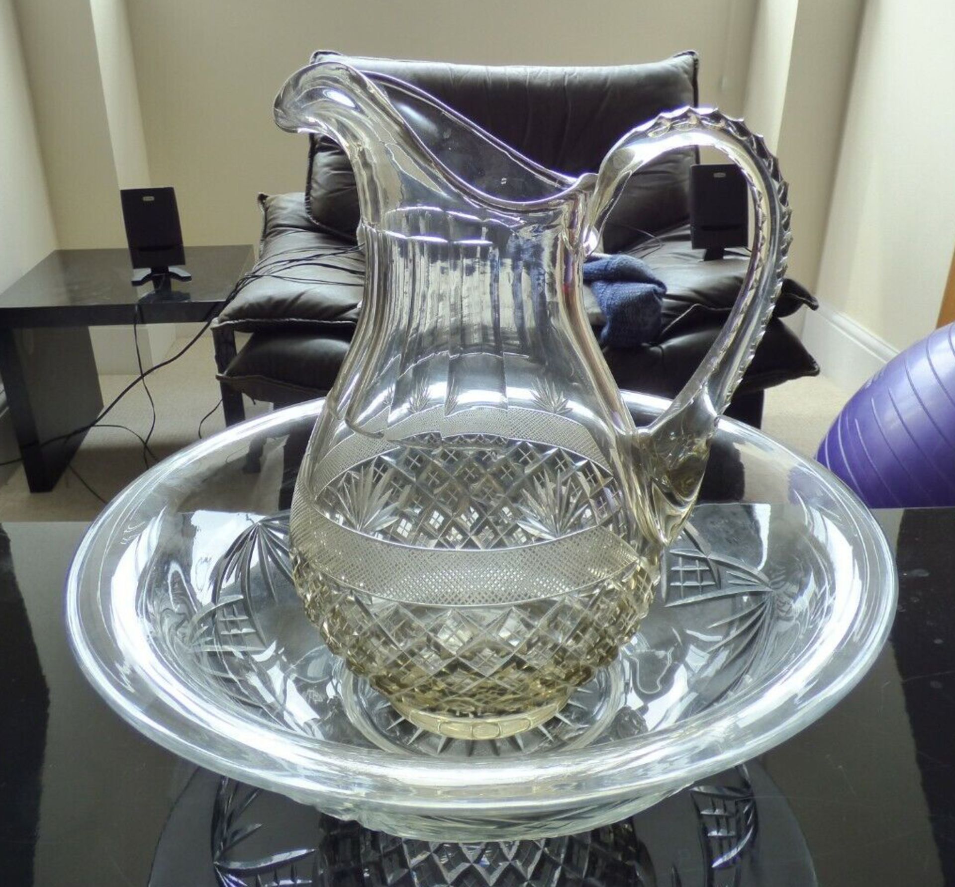 Fine Cut Glass Crystal Jug & Bowl