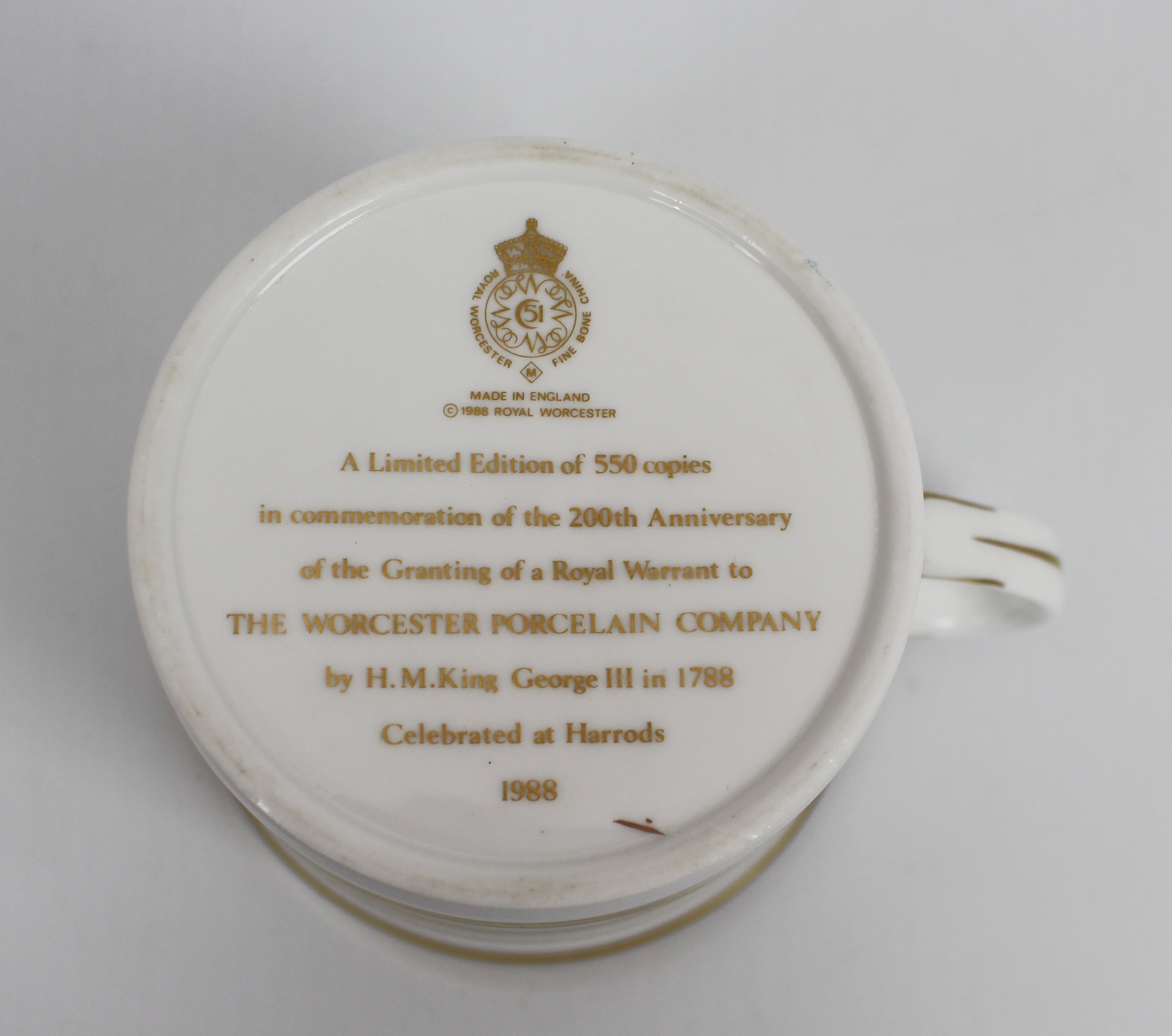 Royal Worcester Commemorative Tea Cup & Saucer Retailed by Harrods - Image 3 of 5