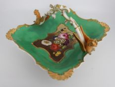 19th c. Hand Painted Continental Porcelain Basket