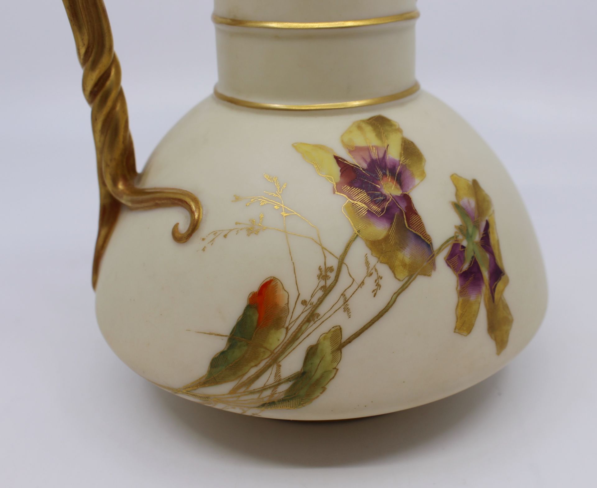 Late 19th c. Royal Worcester Gilded Blush Jug 1891 Model 1378 - Image 7 of 8