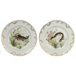 Pair of Edwardian Wolly Fowkes Worcester Hand Painted Plates