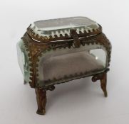 Early 20th c. Bevelled Brass Jewellery Trinket Box
