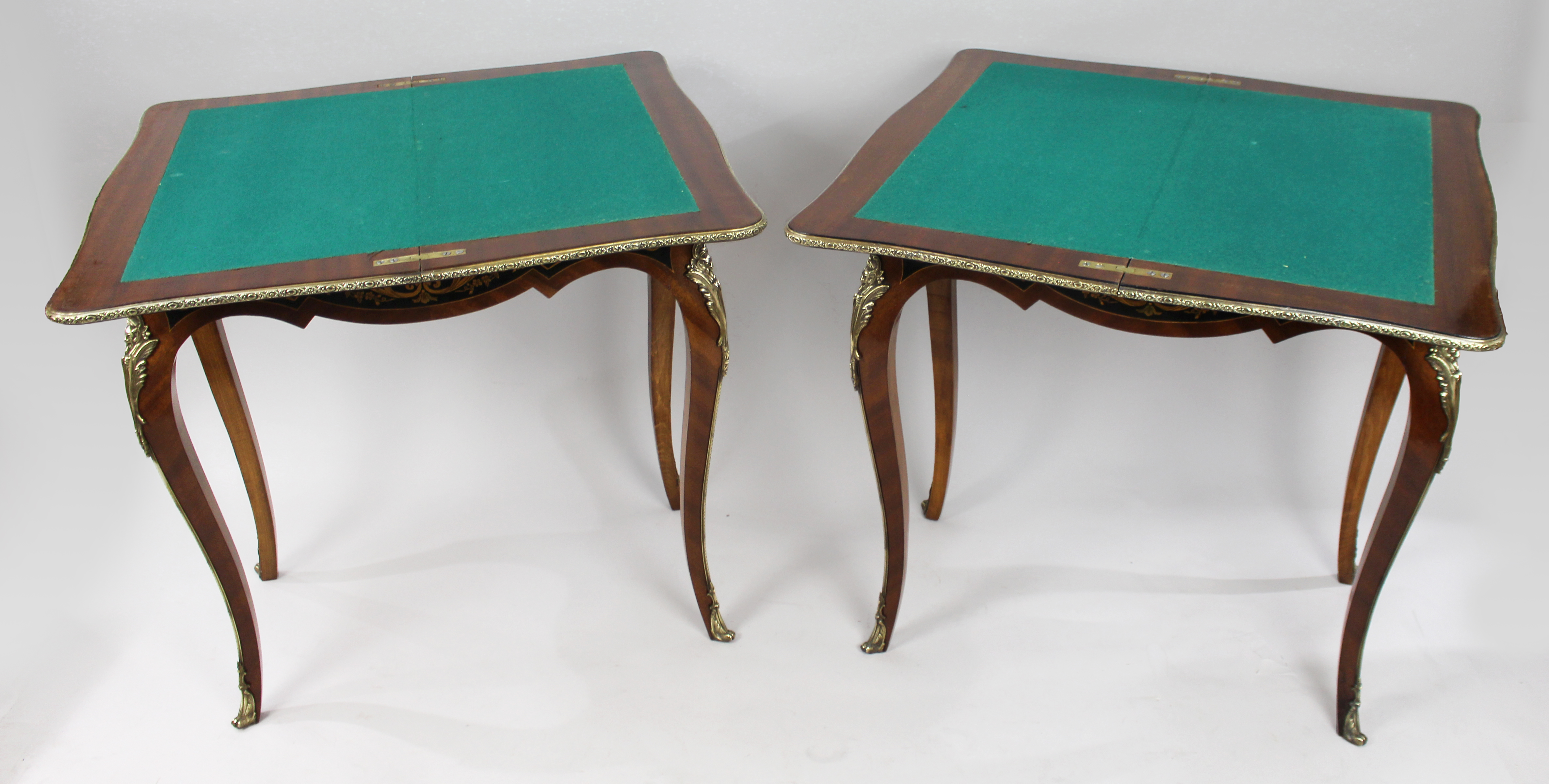 Pair of Marquetry Inlaid 19th c. Card Tables - Image 7 of 7