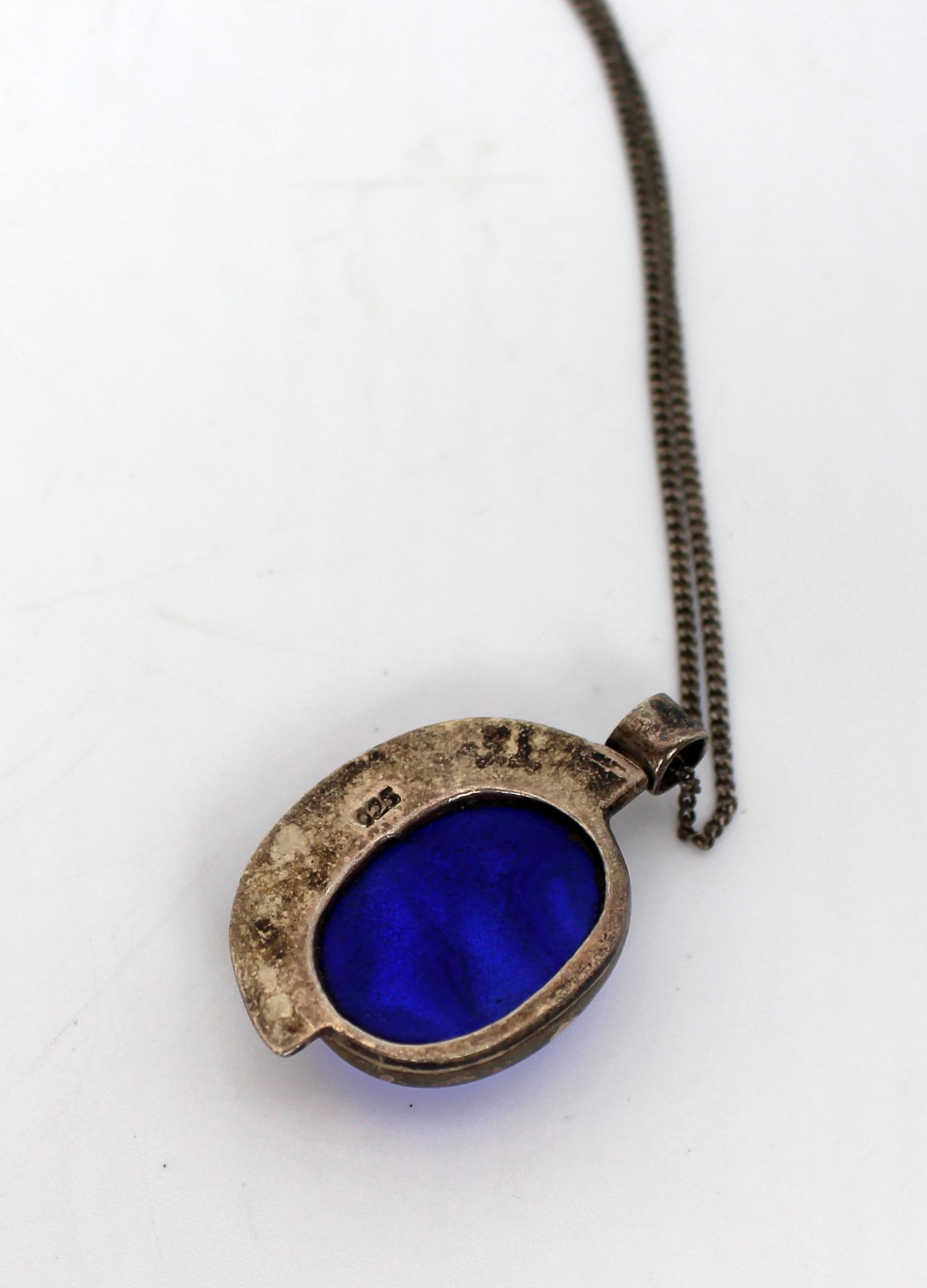 Silver Blue Stone Pendant Necklace - Image 3 of 3