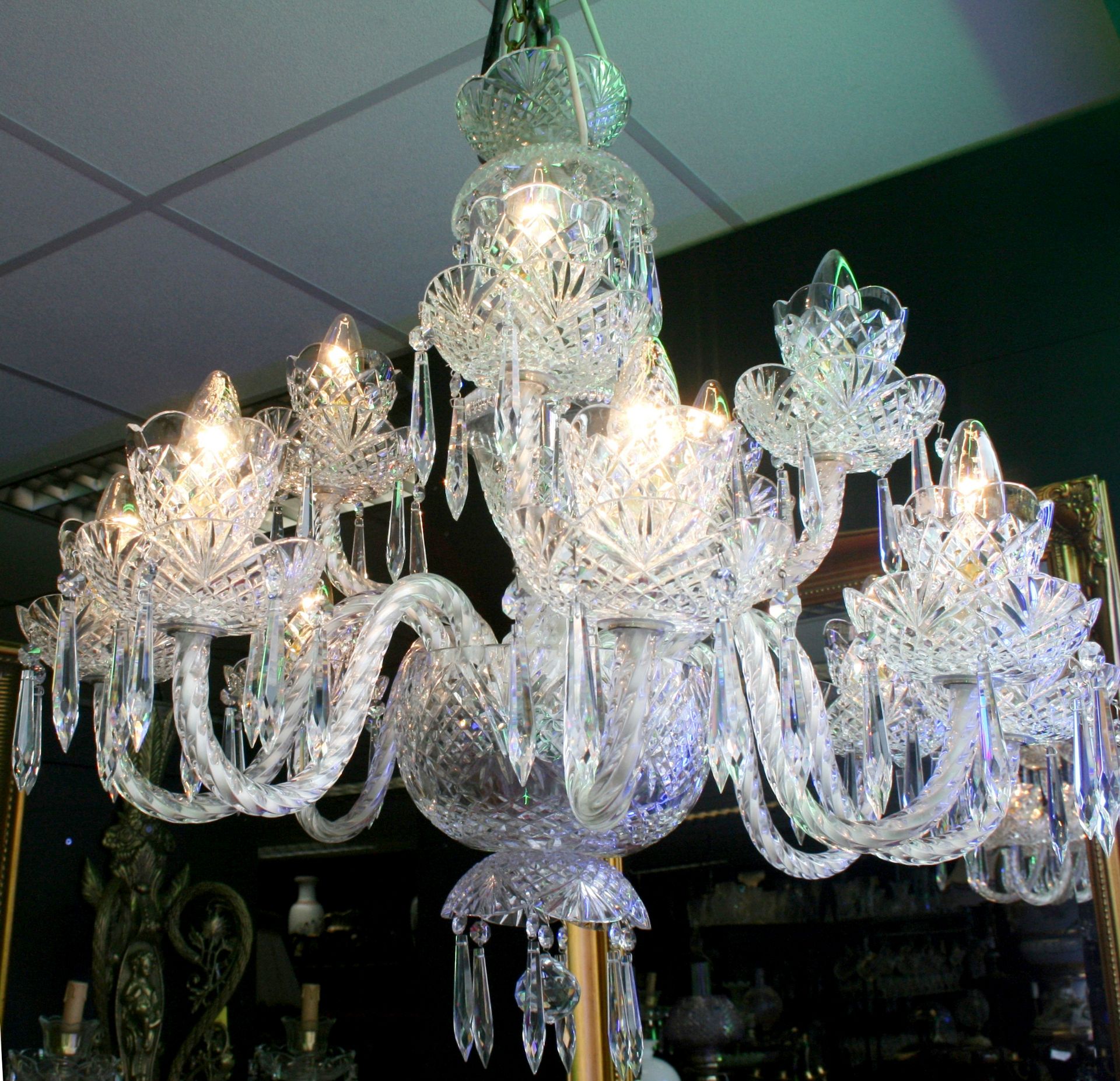 Cut Glass 12 Arm Waterford Crystal Chandelier - Image 2 of 14