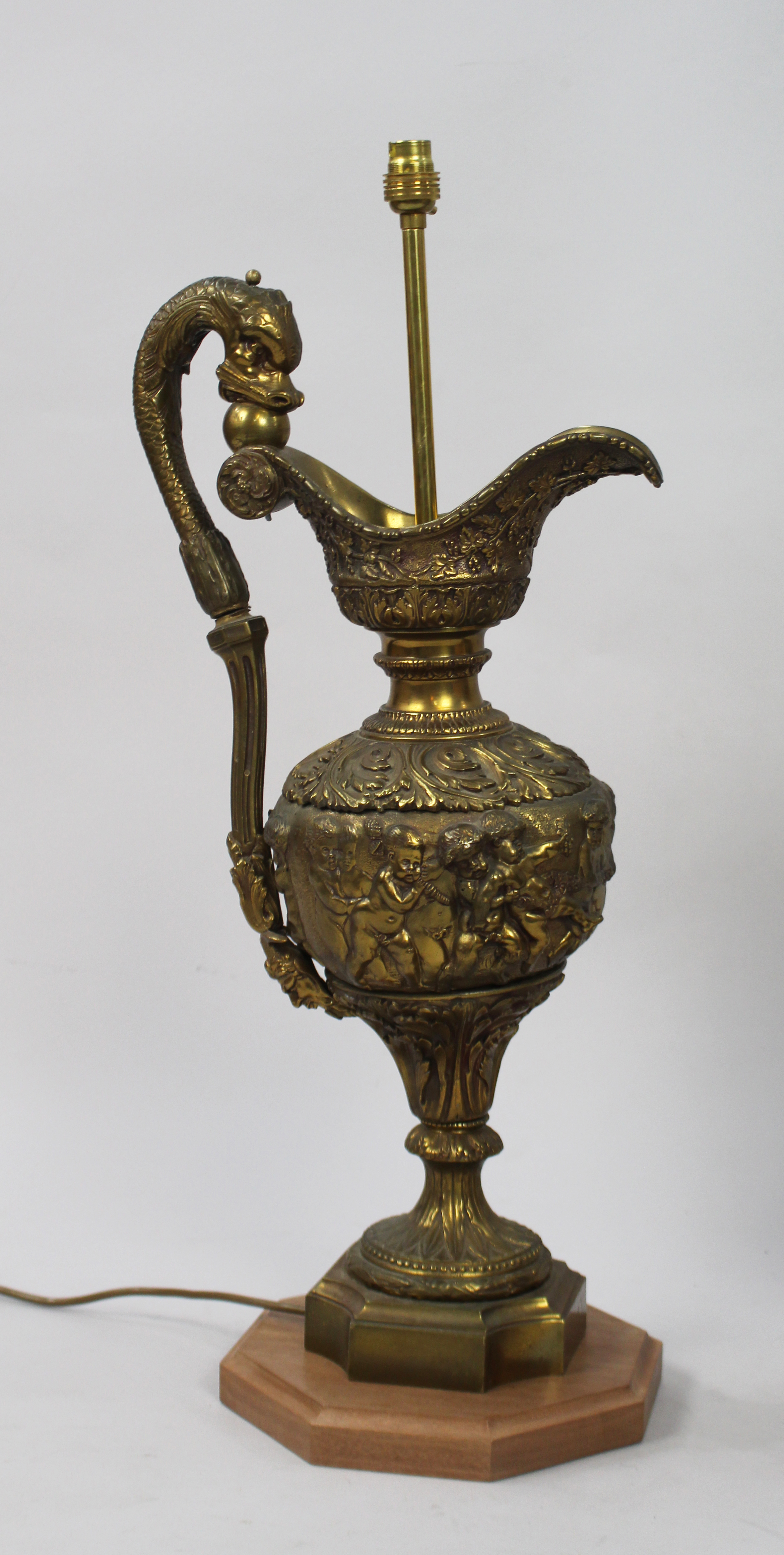 Pair of Large 19th c. Brass Ewer Table Lamps - Image 5 of 8