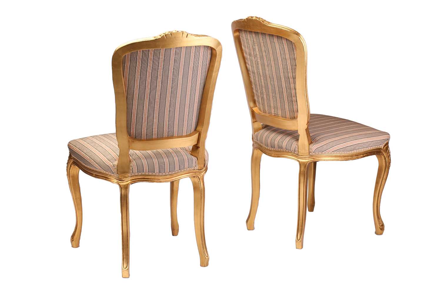 Set of Four Louis XV Style Carved Gilt Salon Chairs - Image 3 of 3