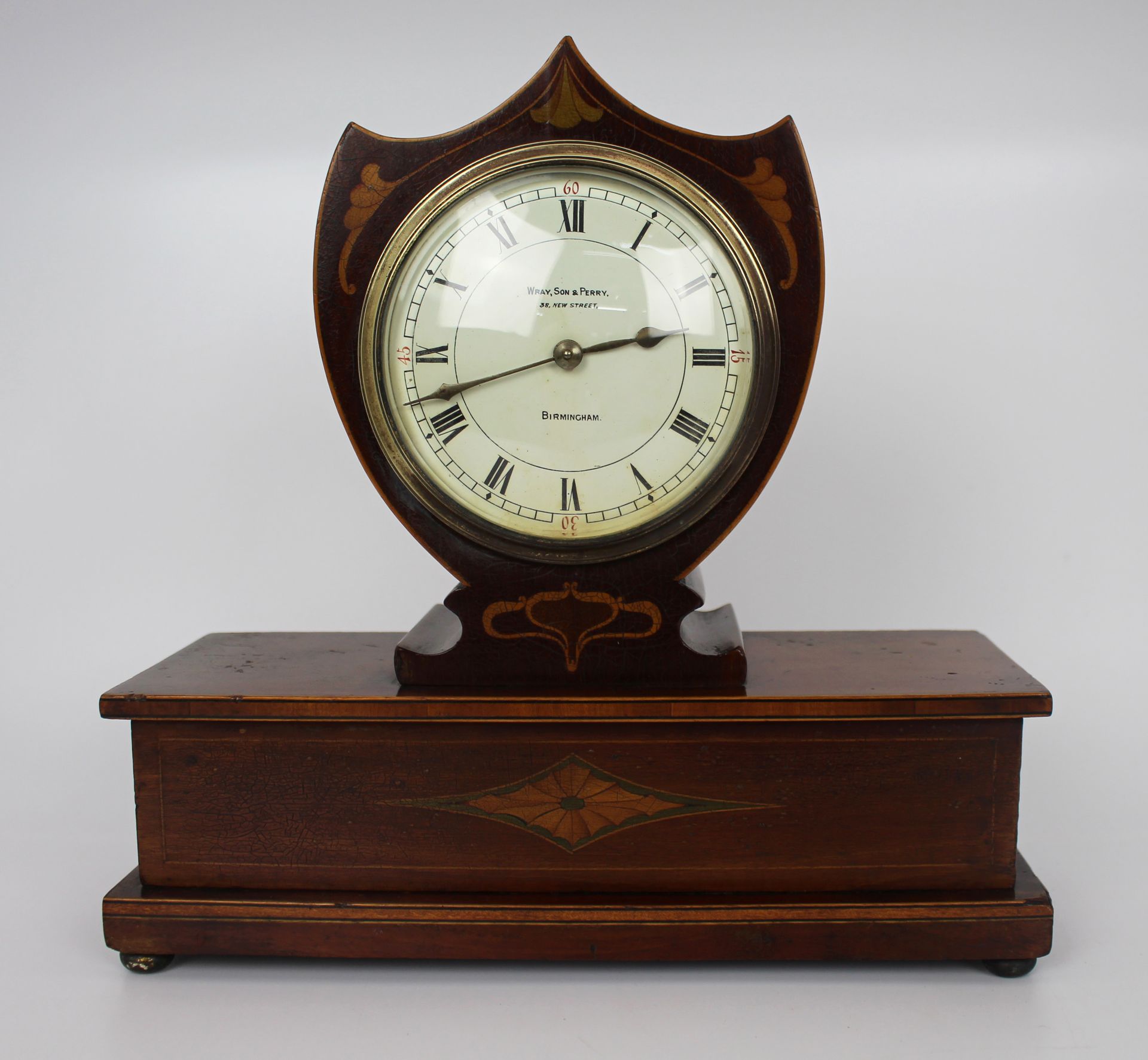 Elegant Inlaid Mahogany Mantel Clock by Wray, Son & Perry c.1900