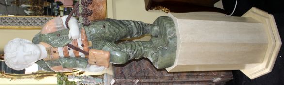 Fine Marble Sculpture of Child Grape Seller Figure on Pedestal