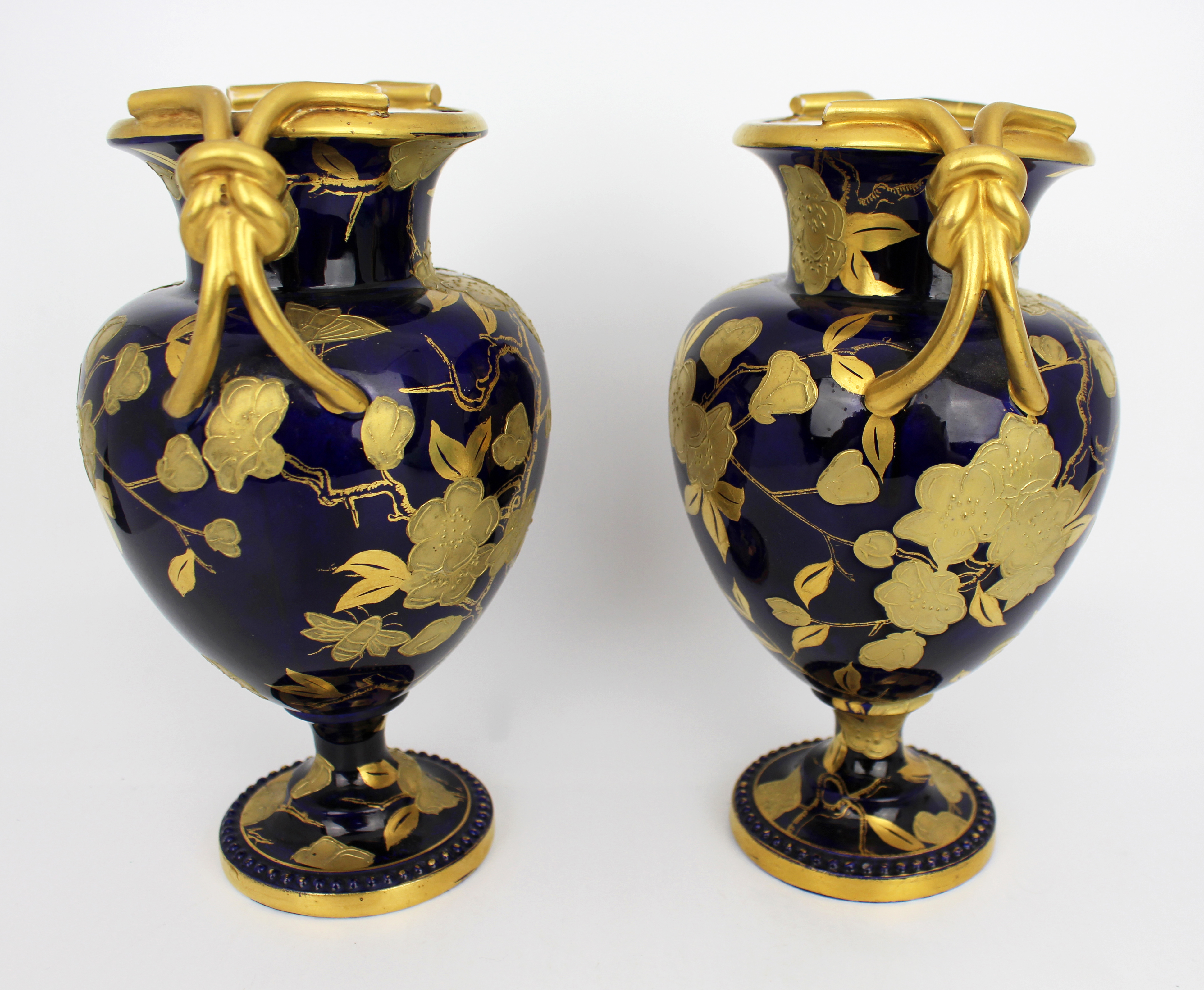 Pair of Fine Cobalt Blue Davenport Gilded Vases c.1880 - Image 5 of 6