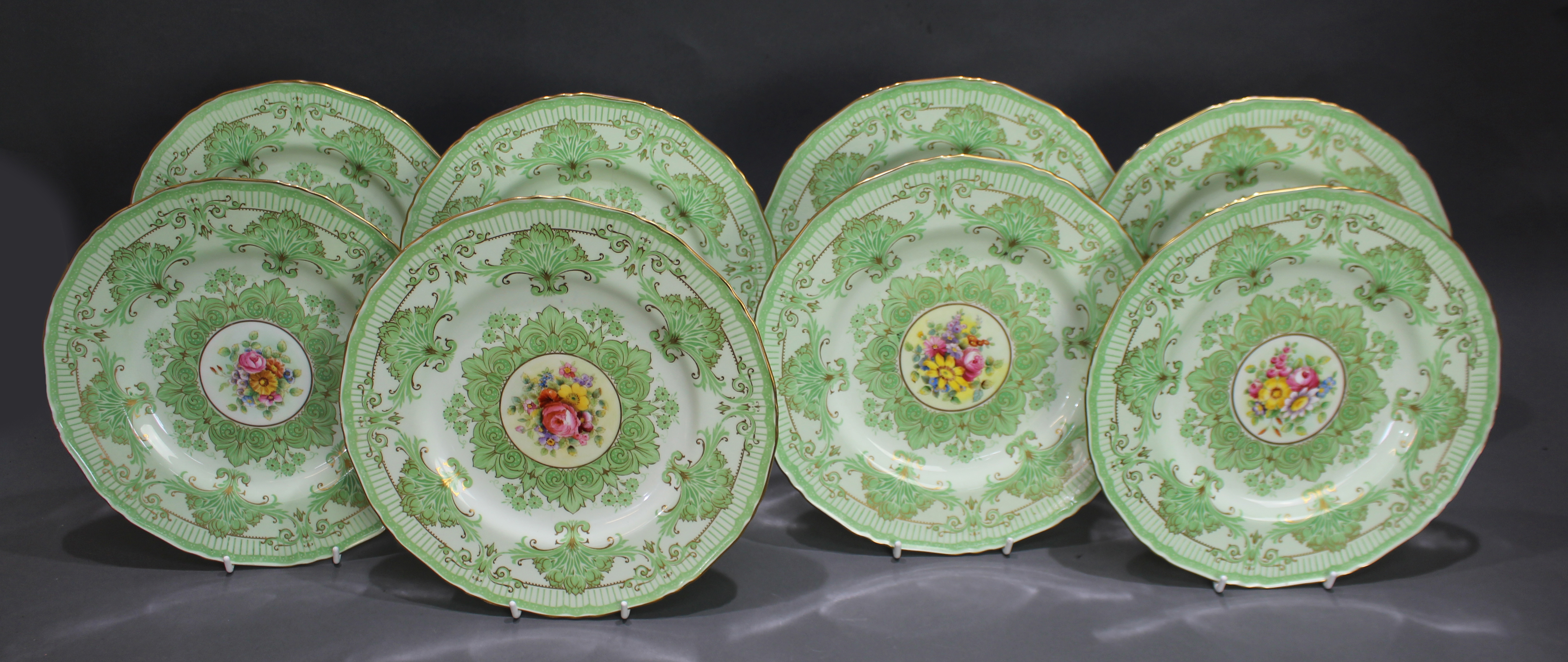 Set of 8 Hand Decorated Royal Worcester Cabinet Plates 1933