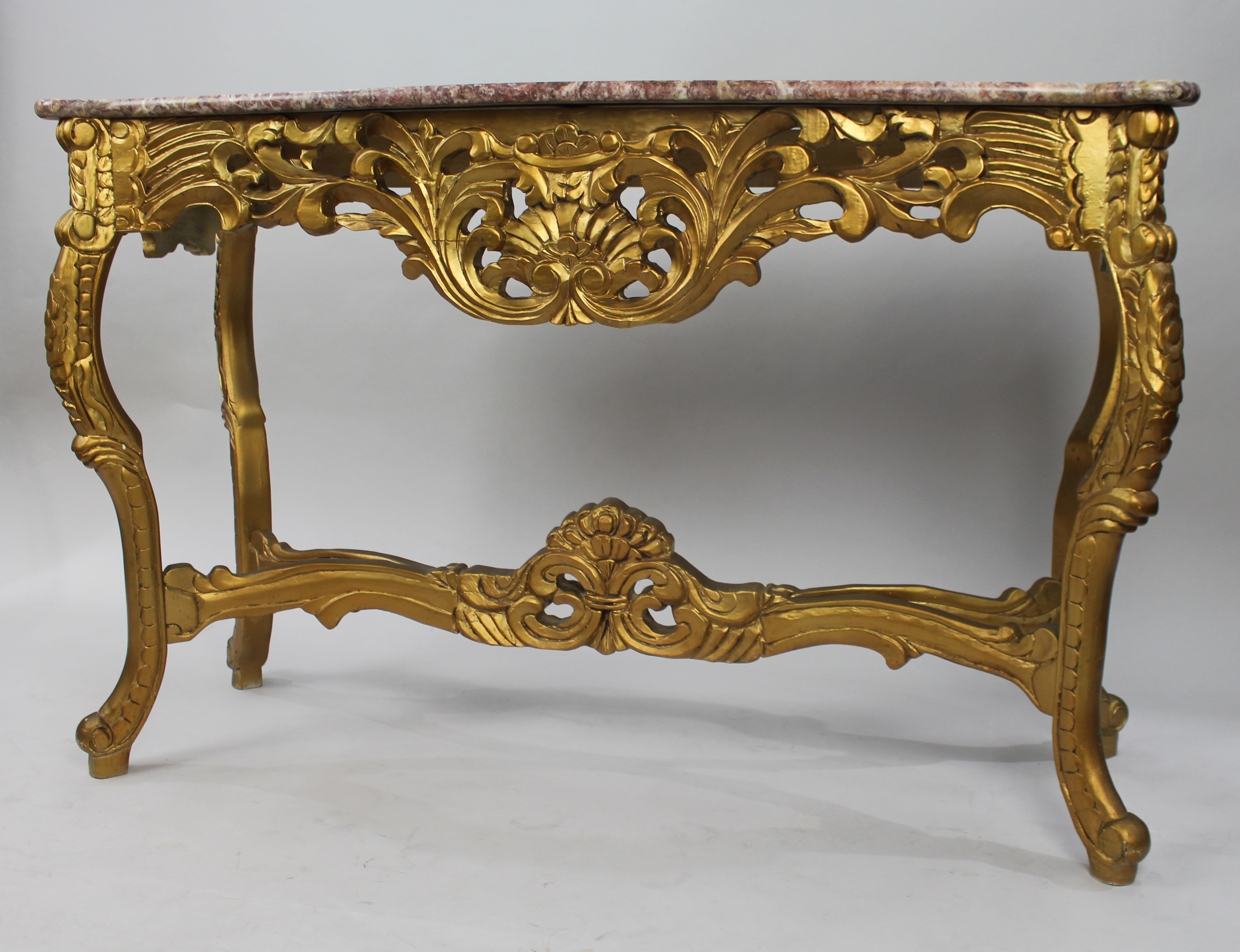 French Style Marble Topped Gilt Console Table - Image 3 of 7