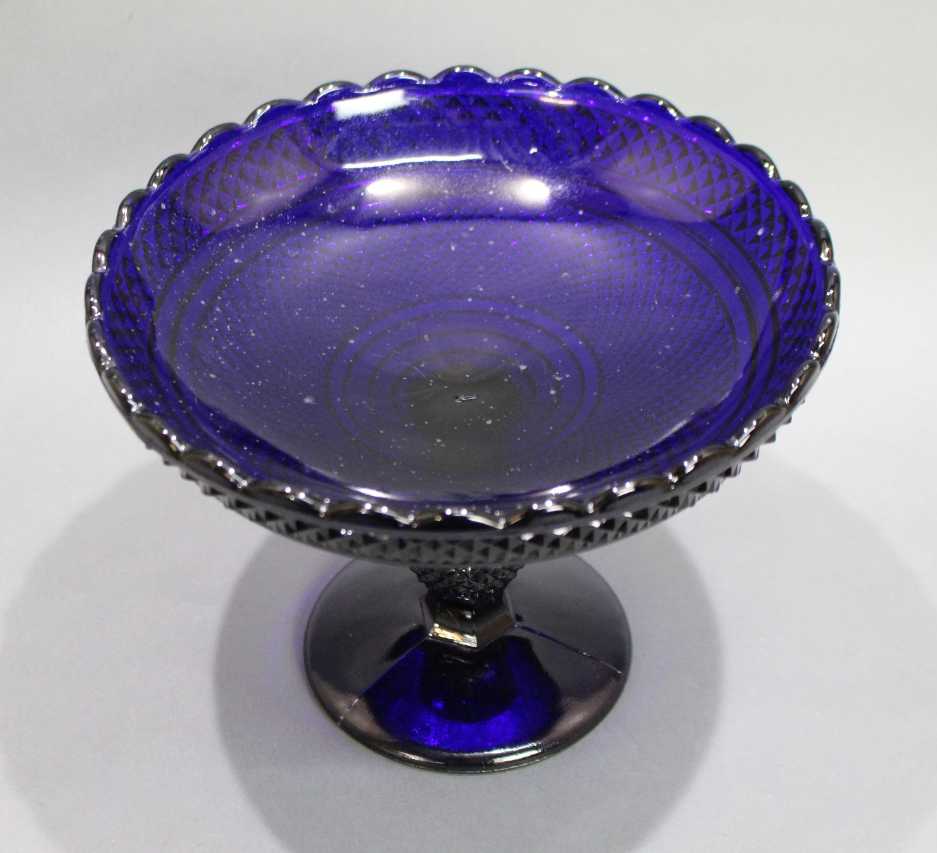 Vintage French Bristol Blue Glass Footed Comport - Image 2 of 3