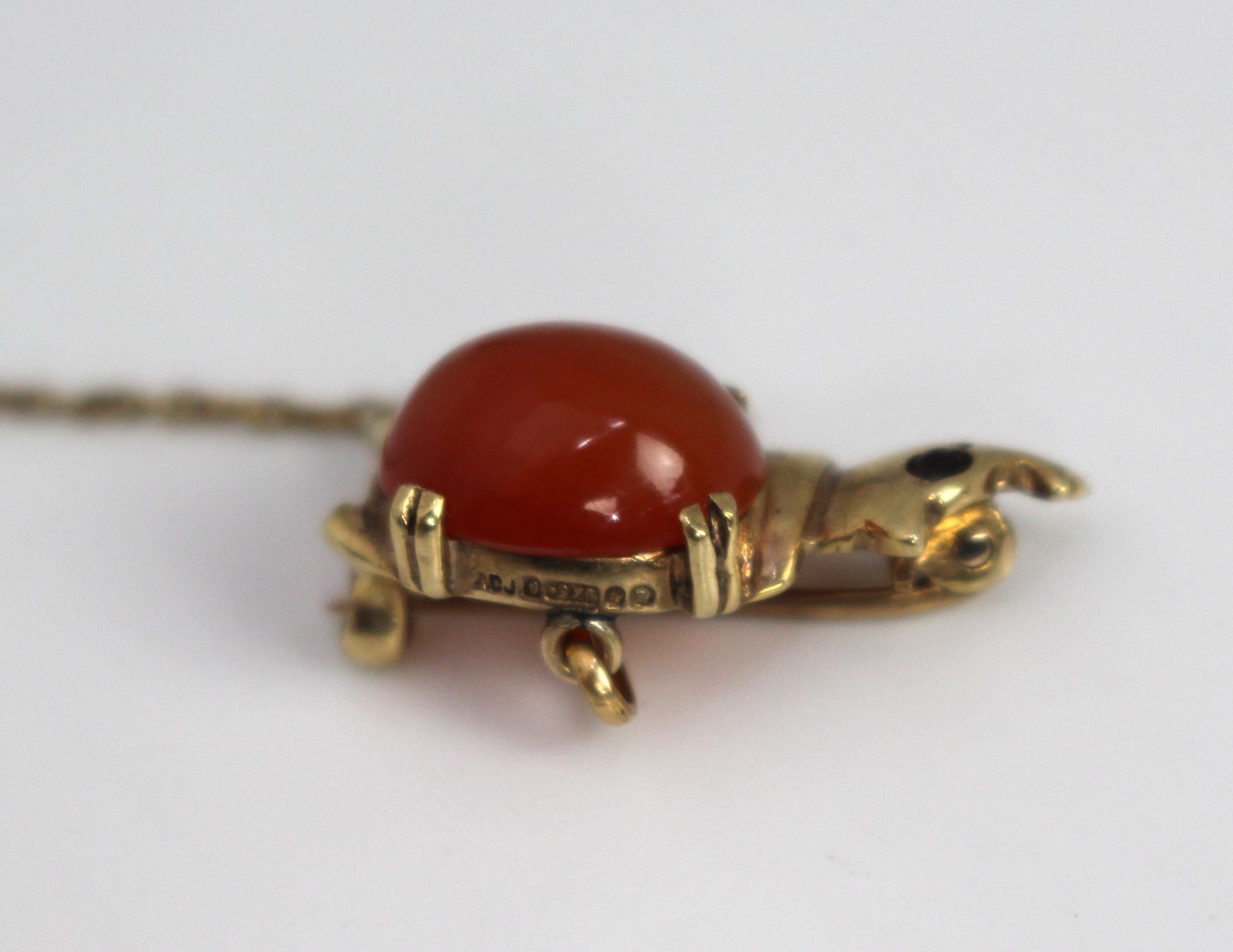 Gold Rhino Form Brooch with Carnelian & Ruby Eyes - Image 4 of 4