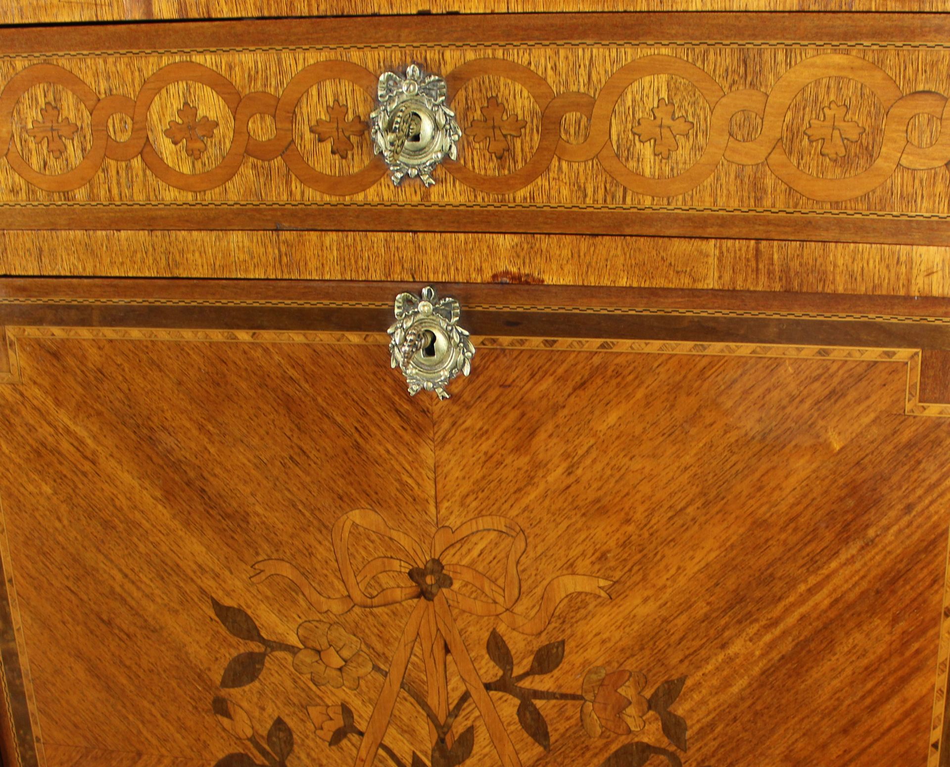 19th c. French Marble Topped Inlaid Escritoire - Image 3 of 7