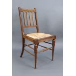 Edwardian Beech Occasional Chair with Rush Seat