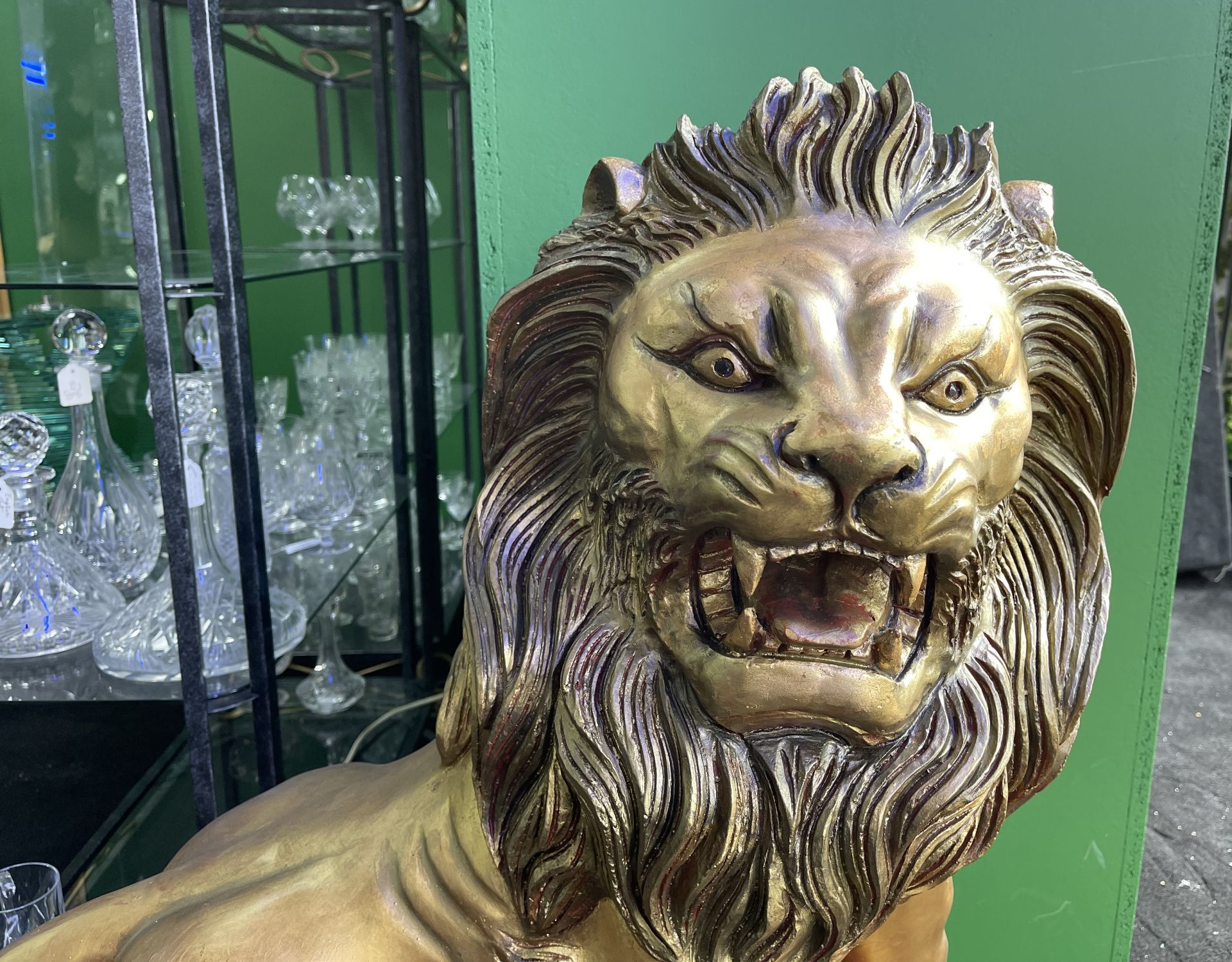 Hand Painted Composite Sculpture of Roaring Lion - Image 3 of 5