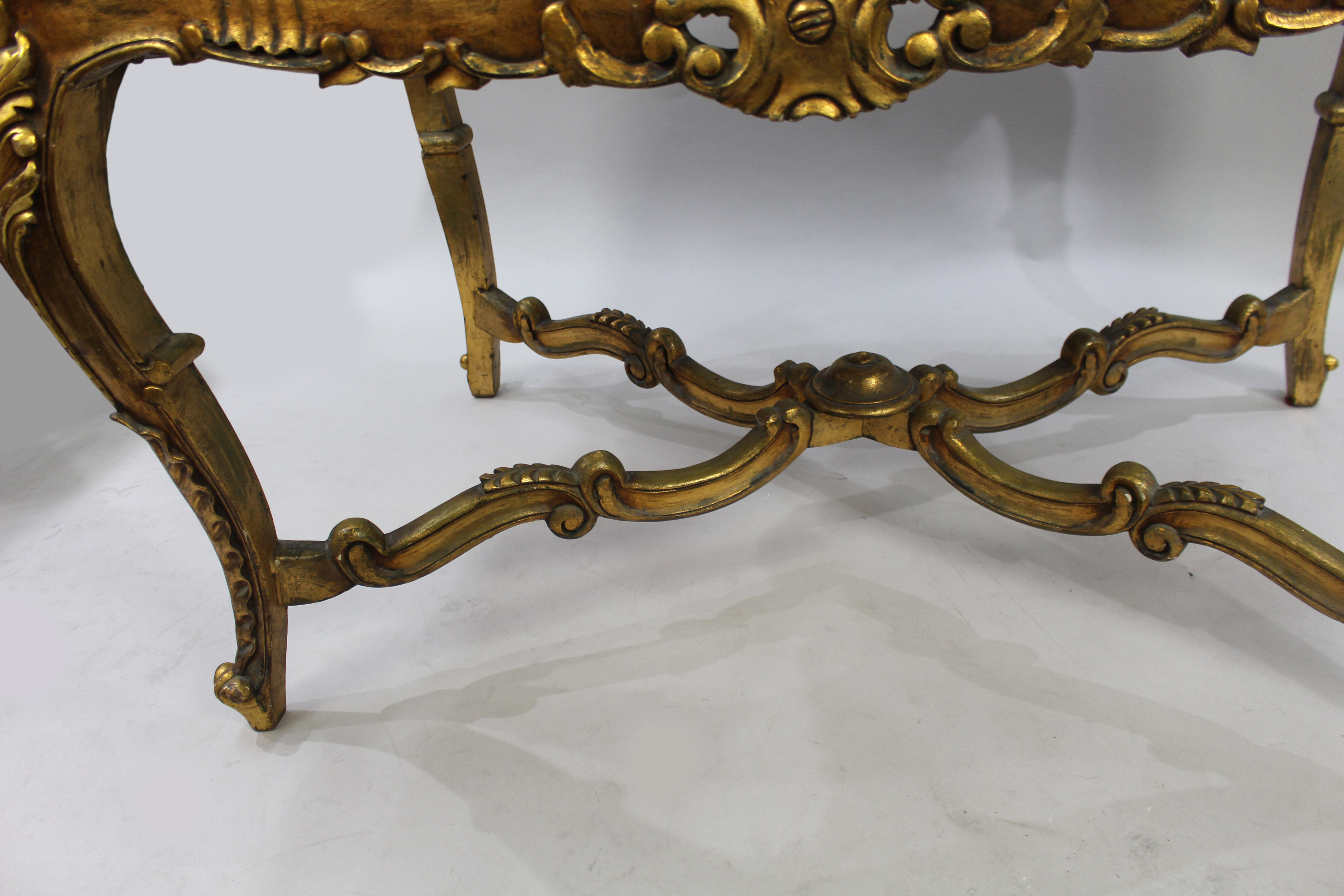 Louis XV Style Giltwood Upholstered Window Seat - Image 7 of 8
