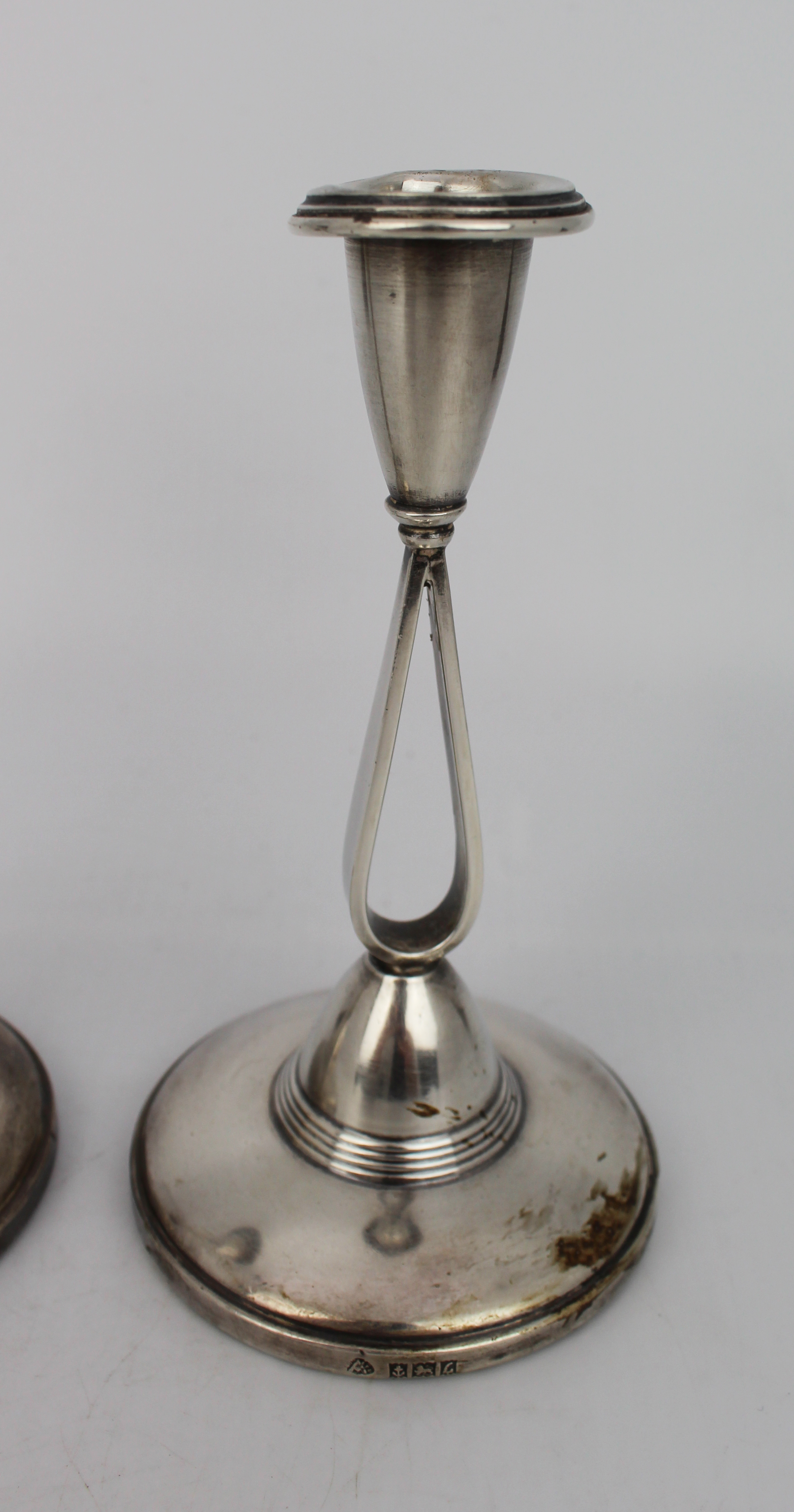 Pair of Masonic Sterling Silver Candlesticks Birmingham 1960 - Image 4 of 6