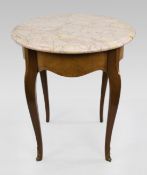 Circular Pink Marble Topped Satinwood Table