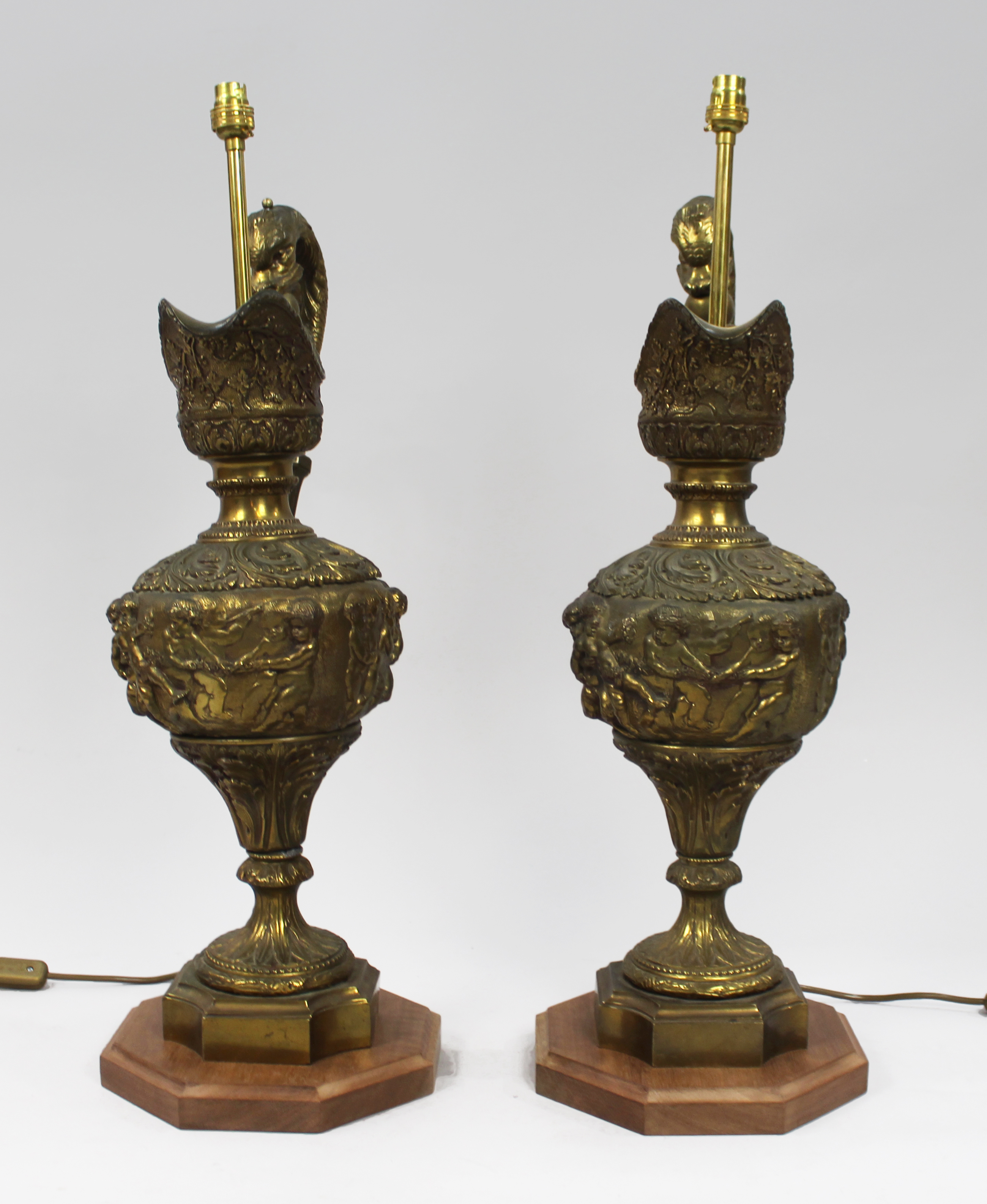 Pair of Large 19th c. Brass Ewer Table Lamps - Image 2 of 8