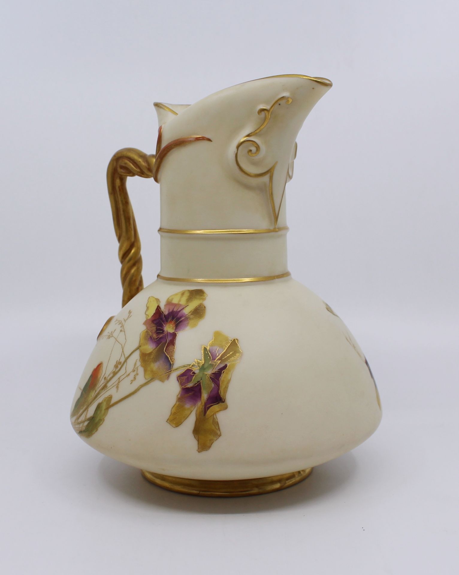 Late 19th c. Royal Worcester Gilded Blush Jug 1891 Model 1378 - Image 2 of 8