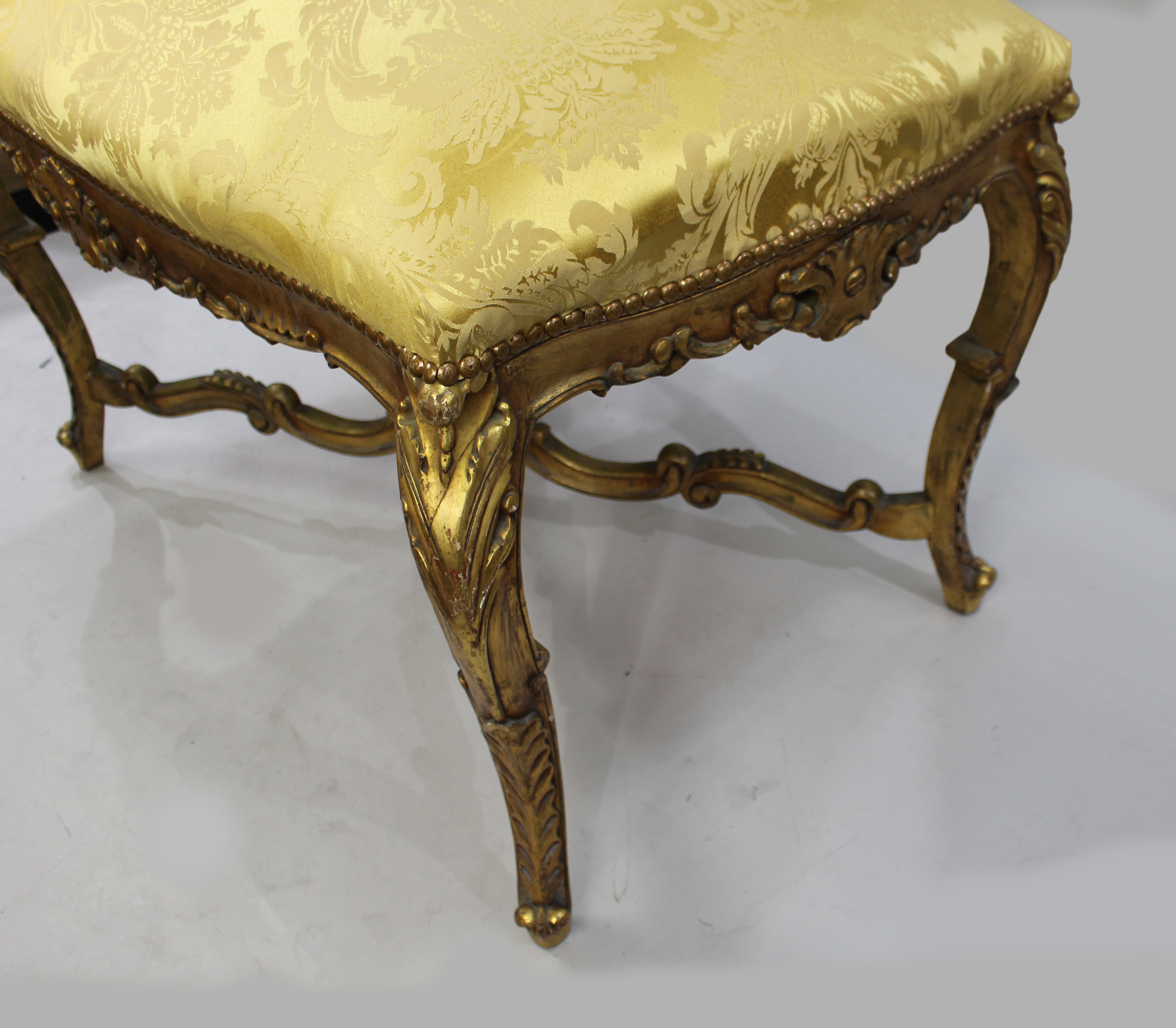 Louis XV Style Giltwood Upholstered Window Seat - Image 8 of 8