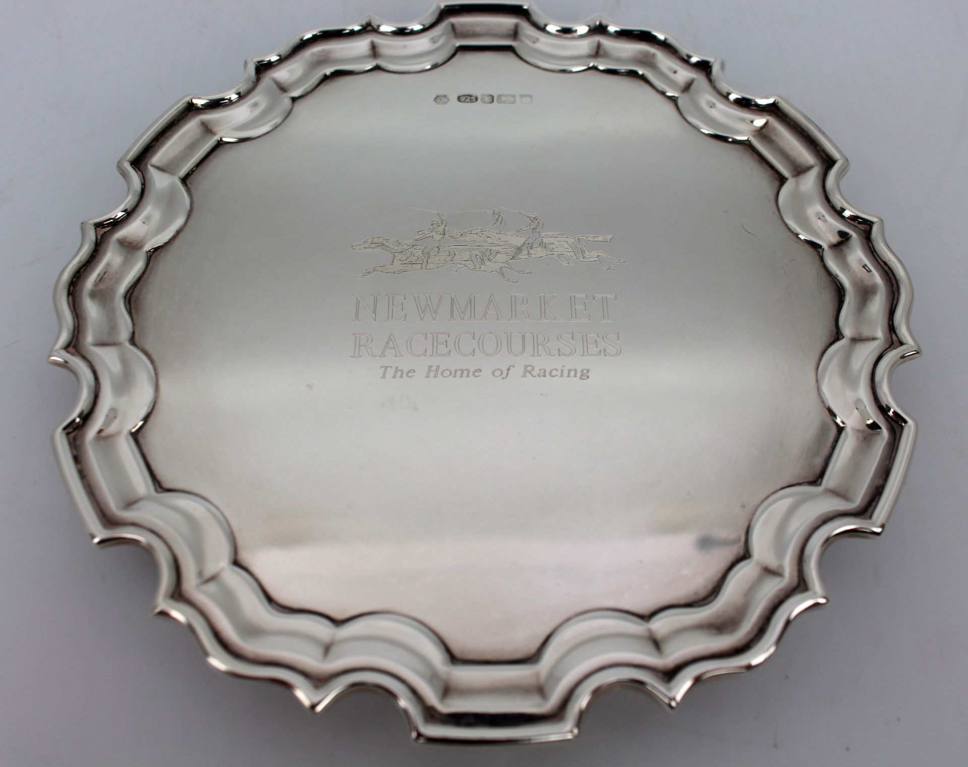 Carrs Sterling Silver Newmarket Racecourses Salver Card Tray - Image 3 of 6