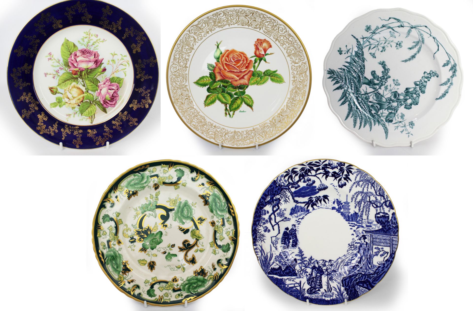 Collection of 5 Cabinet Plates