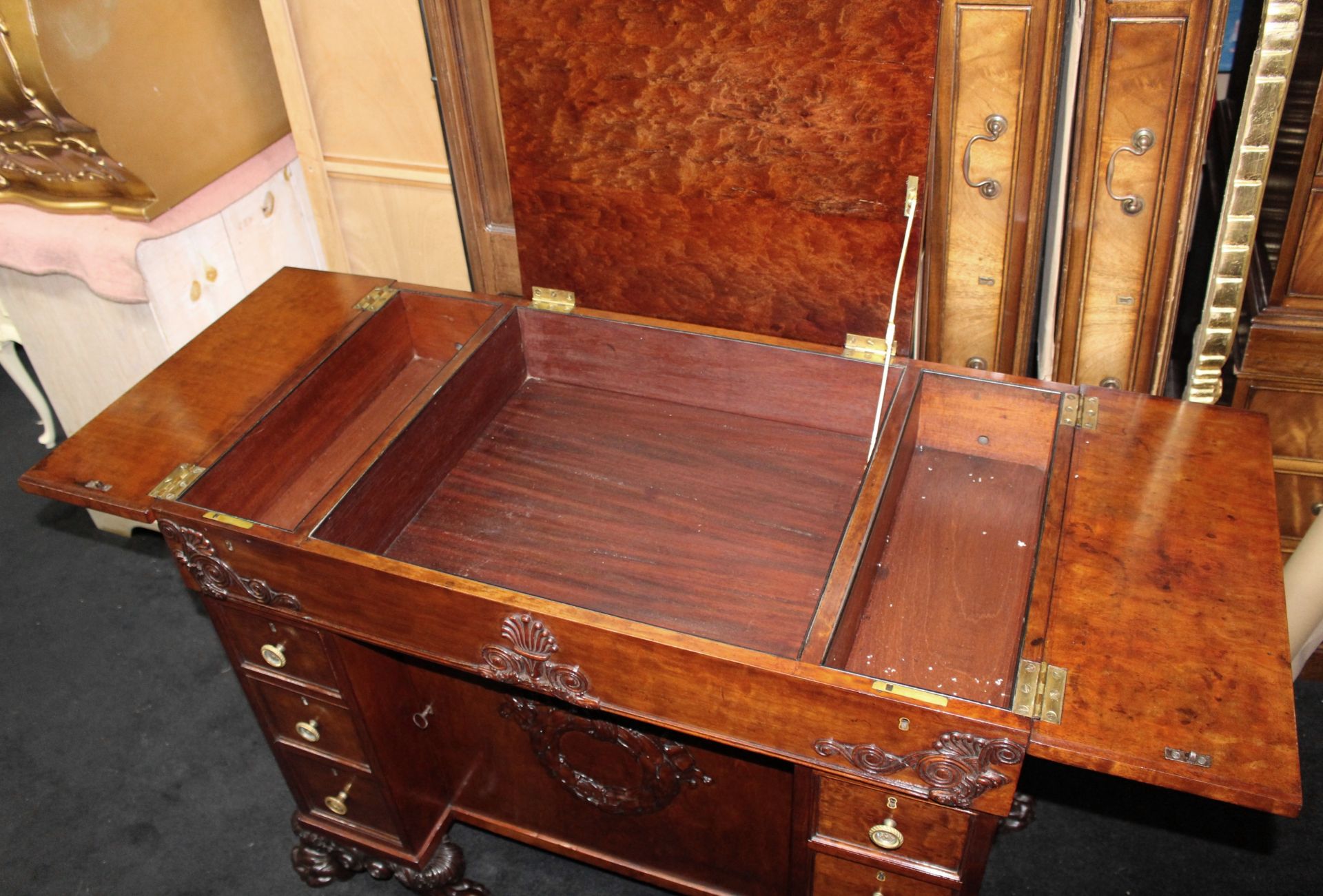 Fine Late 18th c. Mahogany Desk with Carved Feet - Image 3 of 8