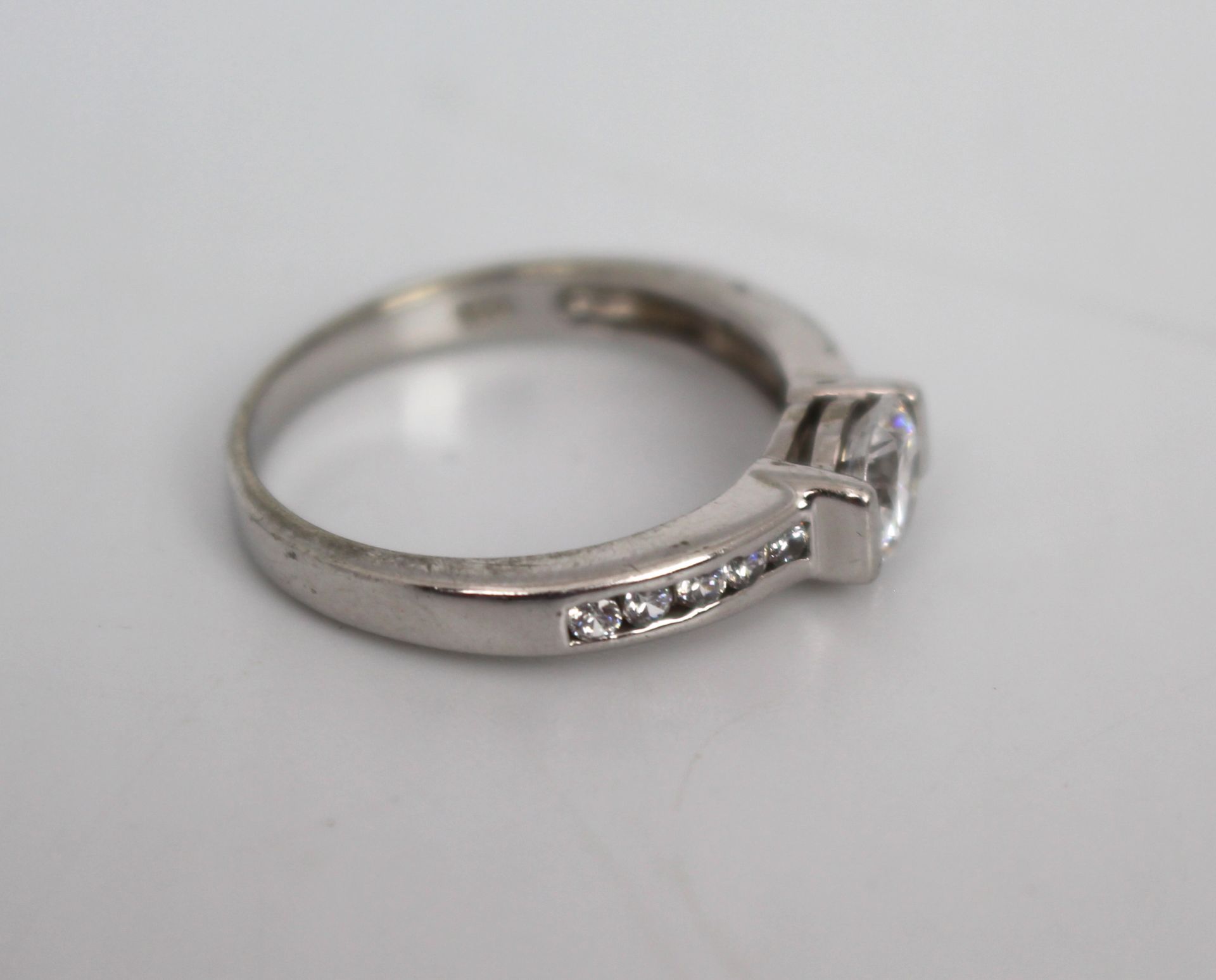 Diamond Style Silver Ring with Diamond Style Shoulders - Image 2 of 3