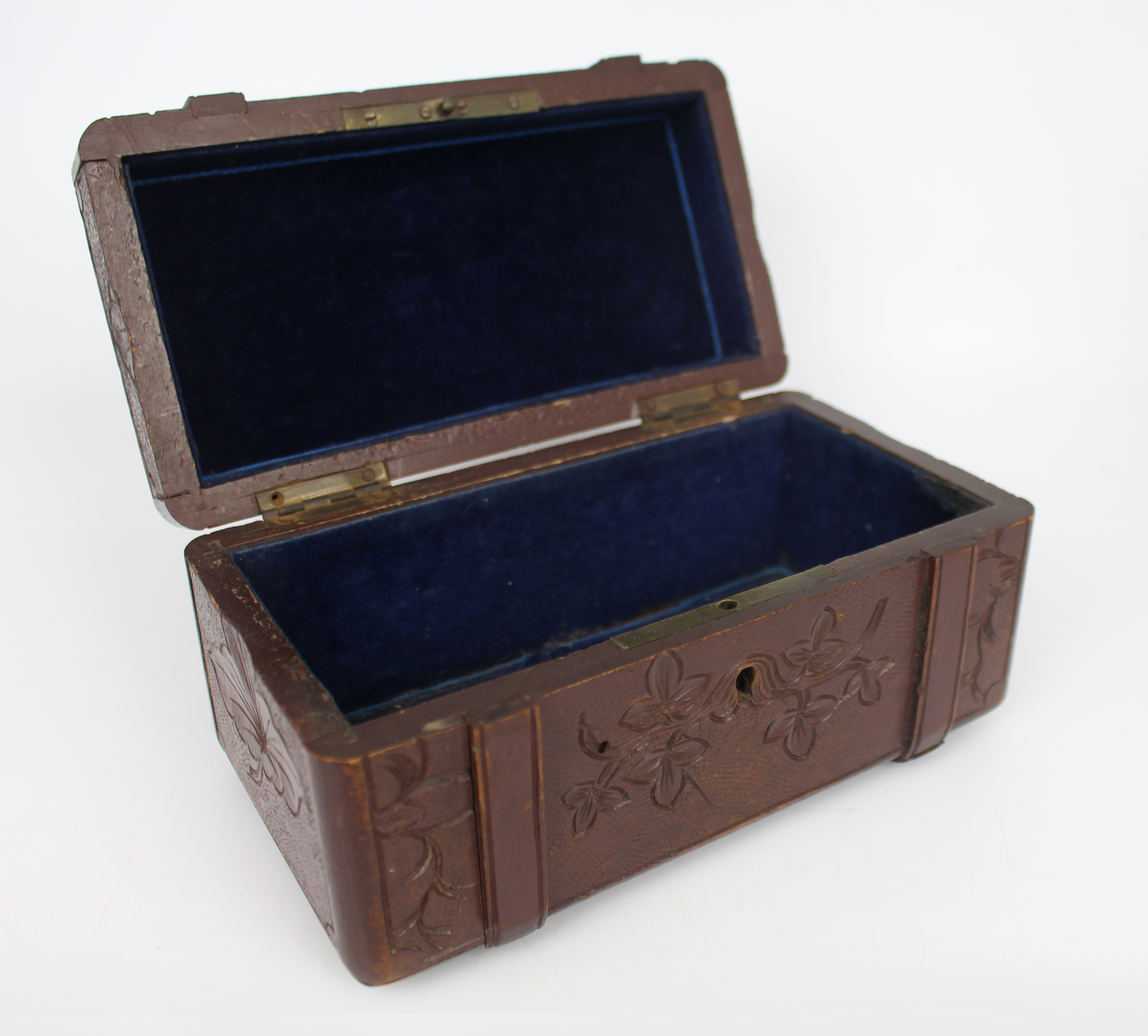 Edwardian Carved Black Forest Oak Box - Image 2 of 2