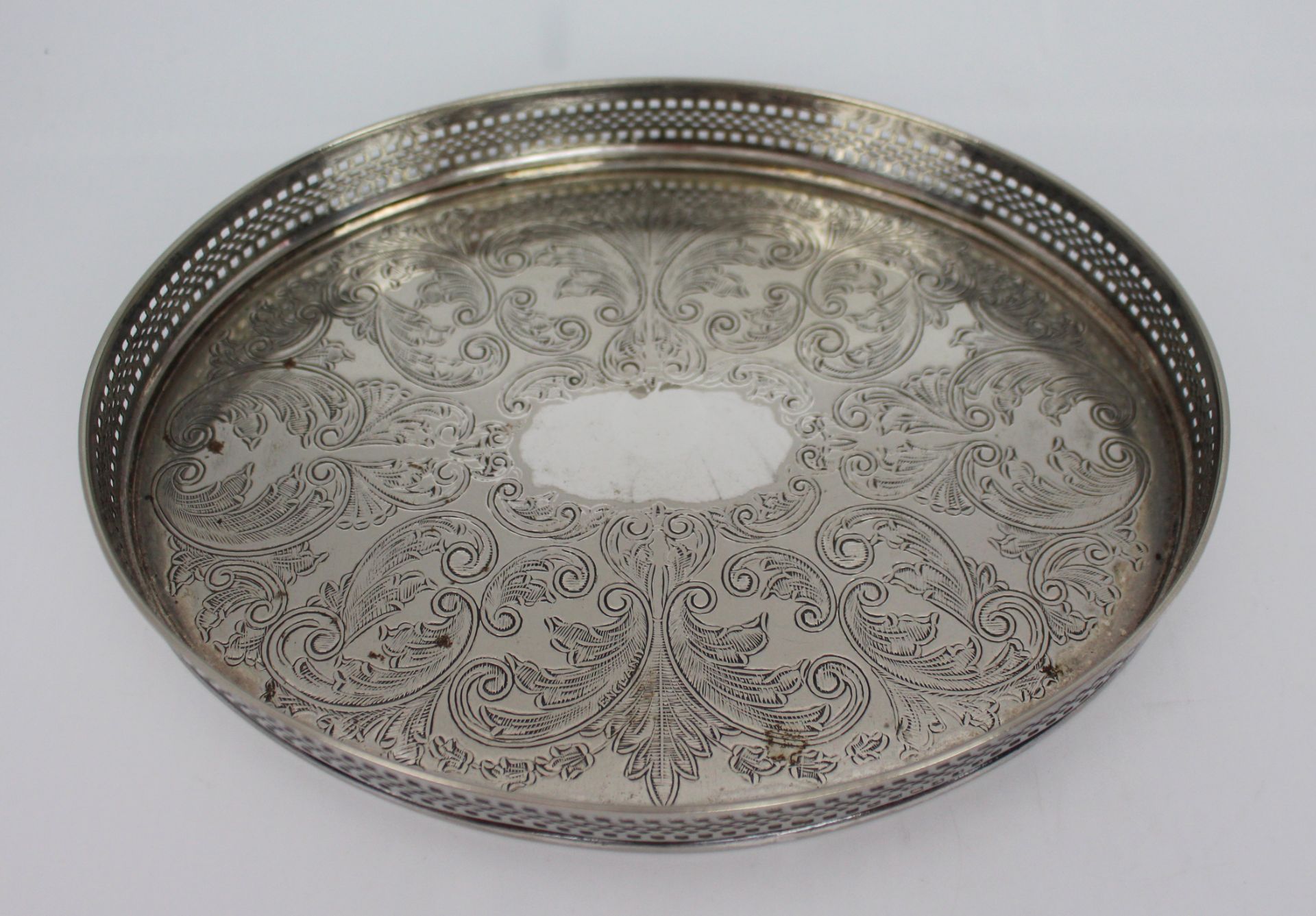 Small Silver Plated Cavalier Galleried Tray