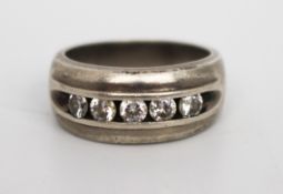 Five Stone Diamond Style Silver Ring