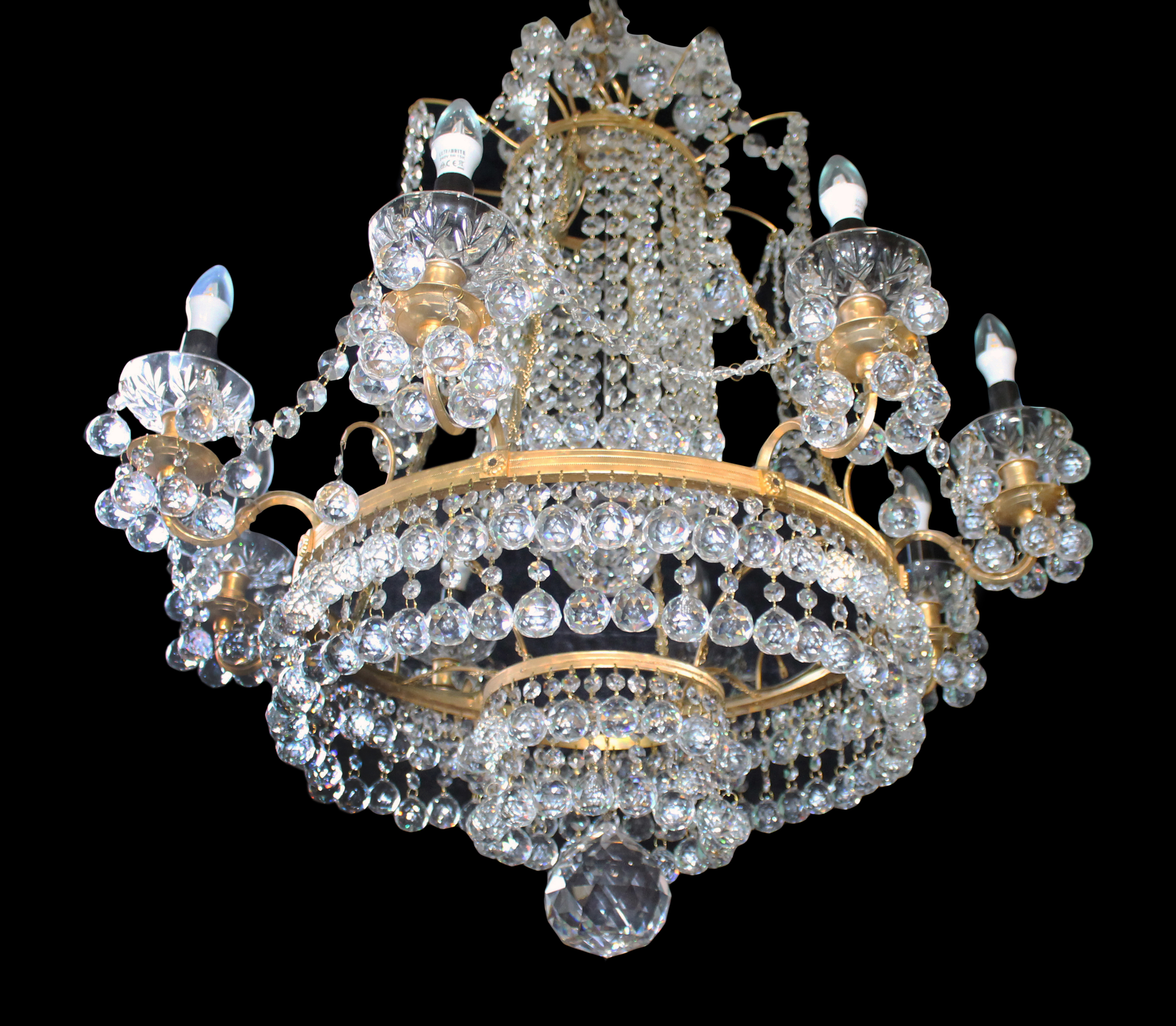 Designer Profusely Dressed Crystal Gilt Metal Chandelier - Image 2 of 7