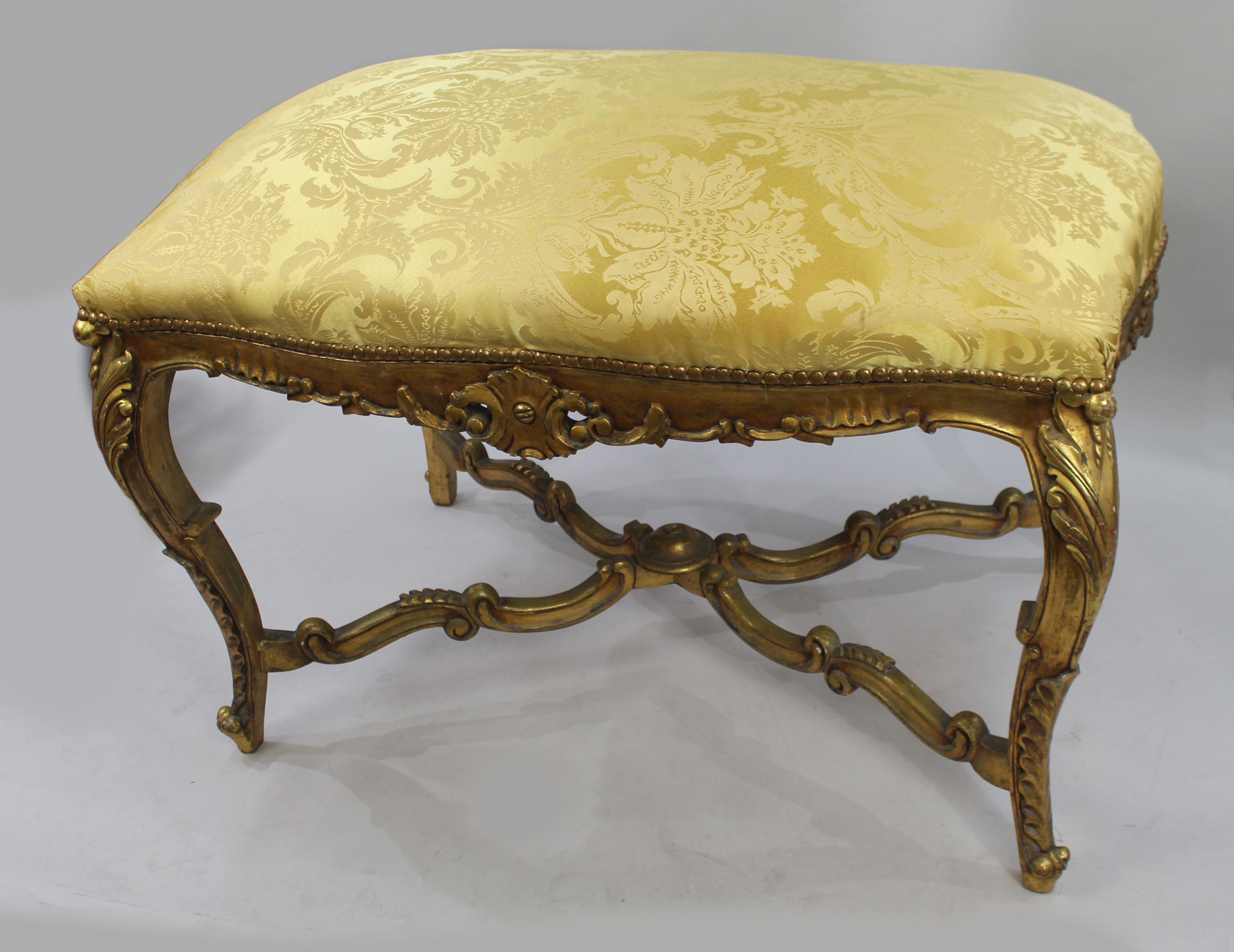 Louis XV Style Giltwood Upholstered Window Seat - Image 2 of 8