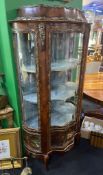 Antique French Serpentine Vernis Martin Display Cabinet