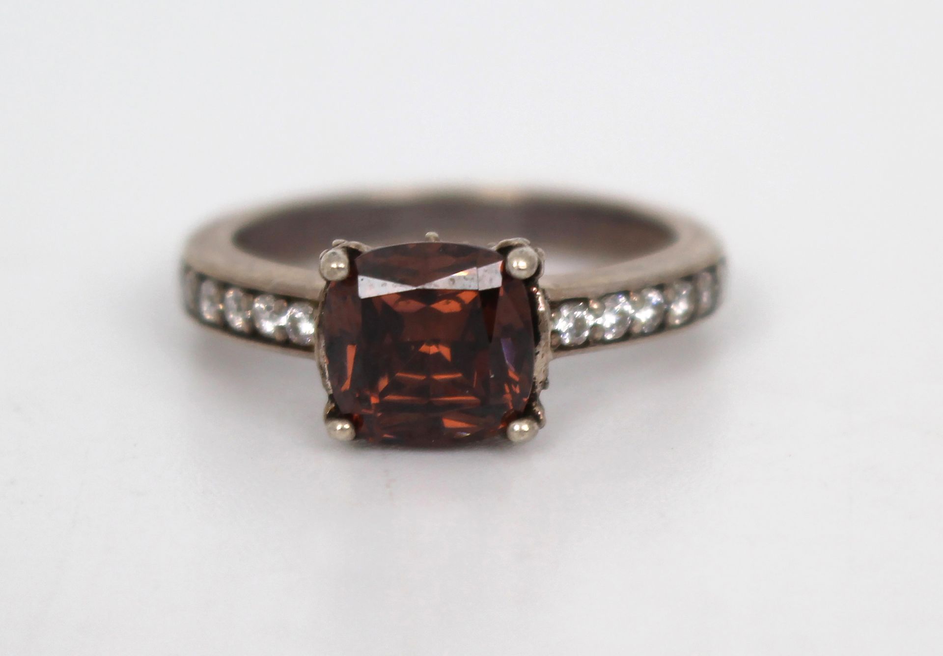 Pink Brown Stone Silver Ring